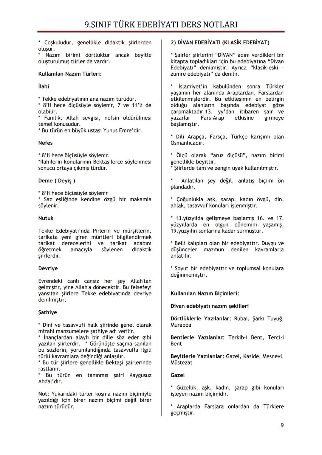 9.SINIF TÜRK EDEBİYATI DERS NOTLARI
I. ÜNİTE - GÜZEL SANATLAR VE EDEBİYAT
GÜZEL SANATLAR İÇİNDE EDEBİYATIN YERİ
Güzel sanatları diğer ese