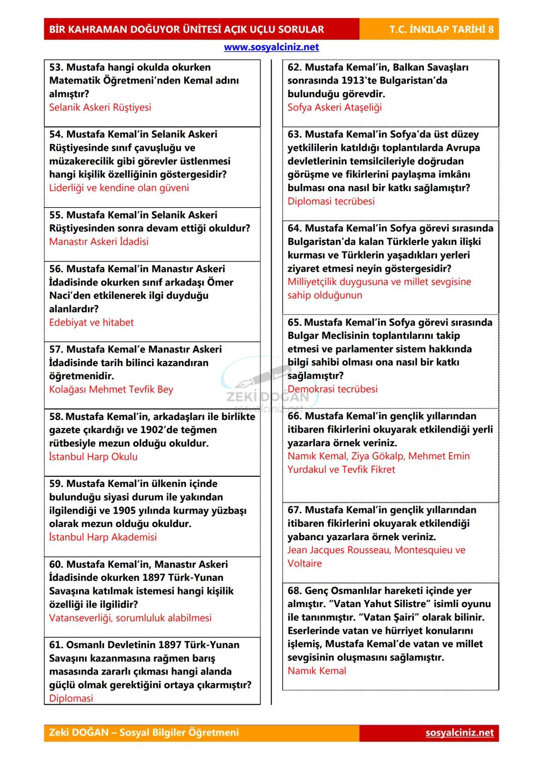BİR KAHRAMAN DOĞUYOR ÜNİTESİ AÇIK UÇLU SORULAR
1. Ortaçağ'da Avrupa'ya hakim olan
düşüncedir.
Skolastik (dogmatik) düşünce
www.sosyalciniz.n