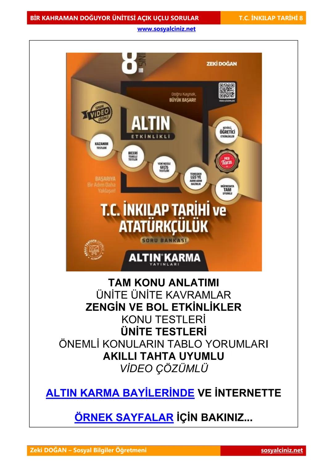 BİR KAHRAMAN DOĞUYOR ÜNİTESİ AÇIK UÇLU SORULAR
1. Ortaçağ'da Avrupa'ya hakim olan
düşüncedir.
Skolastik (dogmatik) düşünce
www.sosyalciniz.n