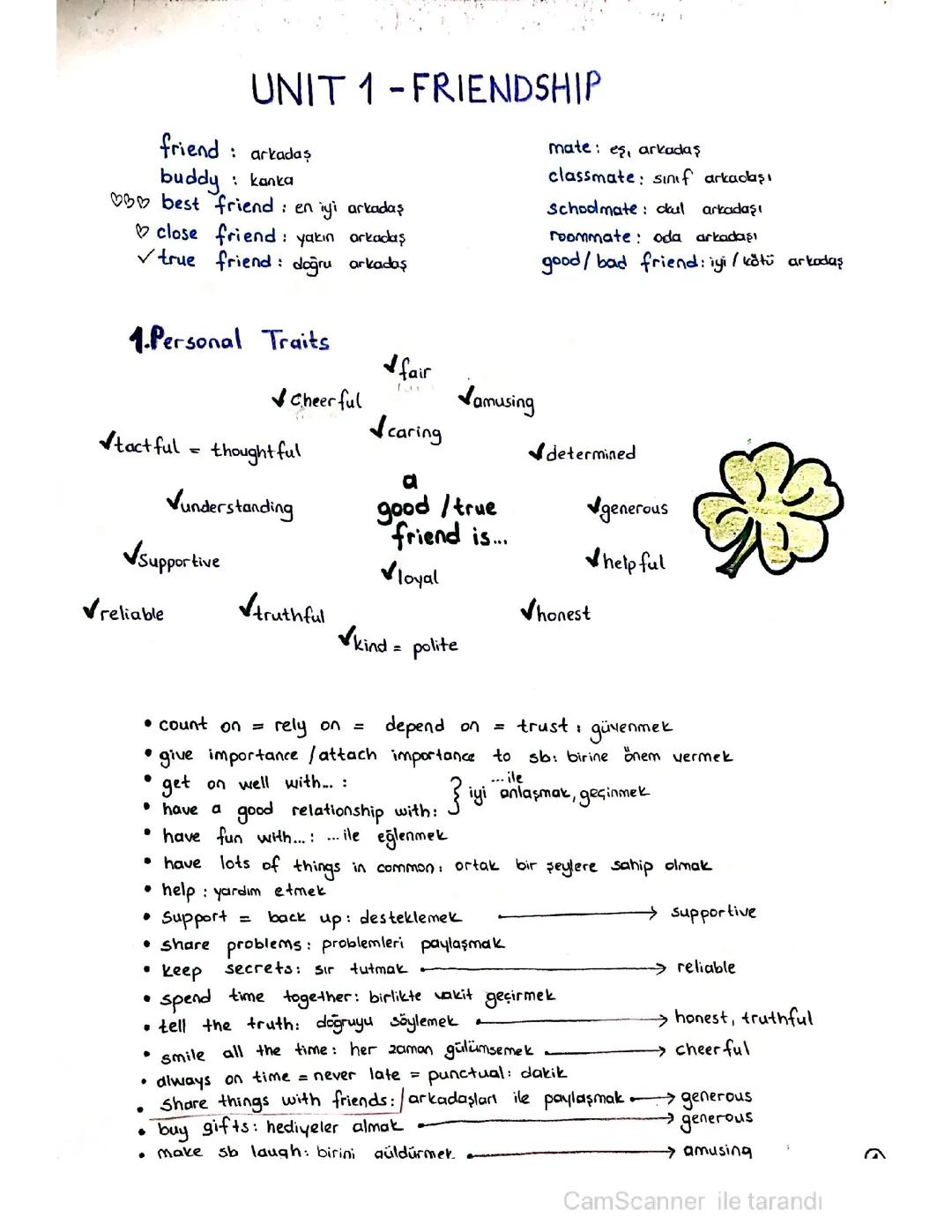 İngilizce 1. Ünite