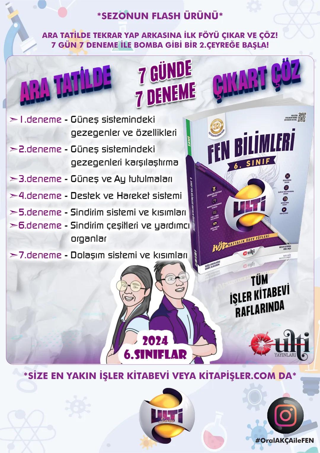 6.SINIF
FEN BİLİMLERİ
OralAKÇA'nın notları ile
KASIM
ARA
TEKRAR 6. Lünite
# 1.ÜNİTE GÜNEŞ SİSTEMİ VE GEZEGENLER
Güneş Sistemi ve Tutulmala