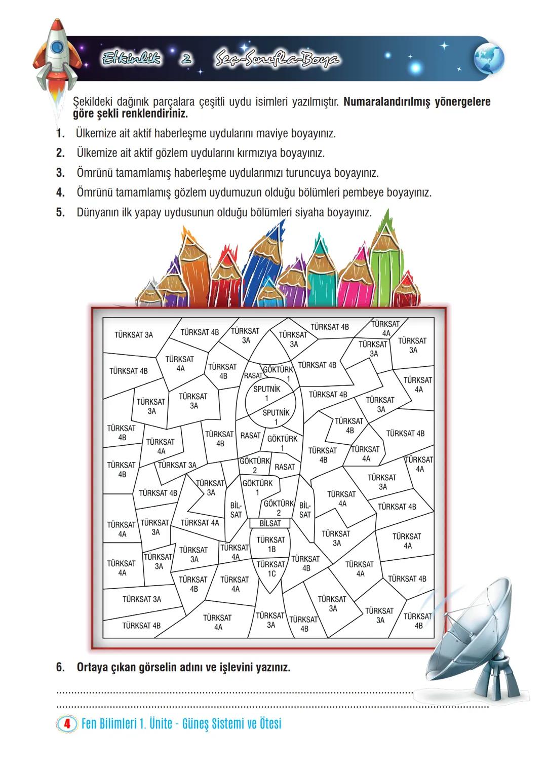 *
**
MILLI EGIT
JRIVETIA
YE CUMHU
*
IM BAKA
FEN BİLİMLERİ 7. SINIF ÇALIŞMA SAYFALARI
1. Ünite
Güneş Sistemi ve Ötesi
* Uzay Araştırmaları