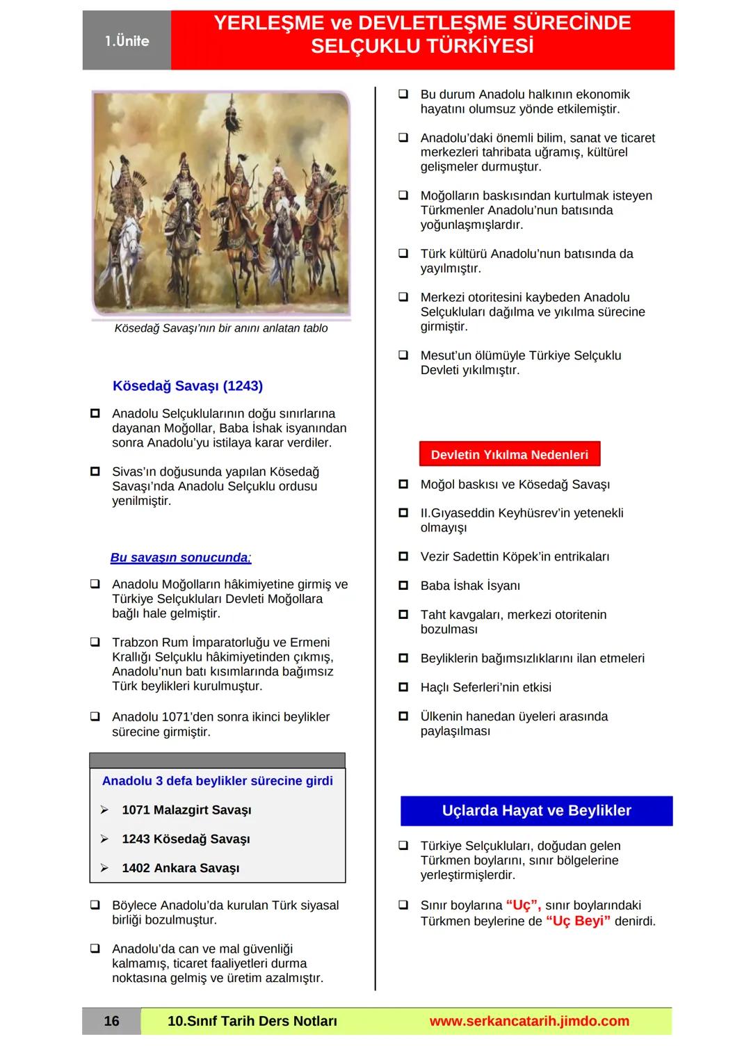 1.Ünite
YERLEŞME ve DEVLETLEŞME SÜRECİNDE
SELÇUKLU TÜRKİYESİ
Mevlânâ Cami ve Müzesi - Konya
ANADOLU'YA TÜRK GÖÇLERİ
XI. yüzyılda Anadolu'ya