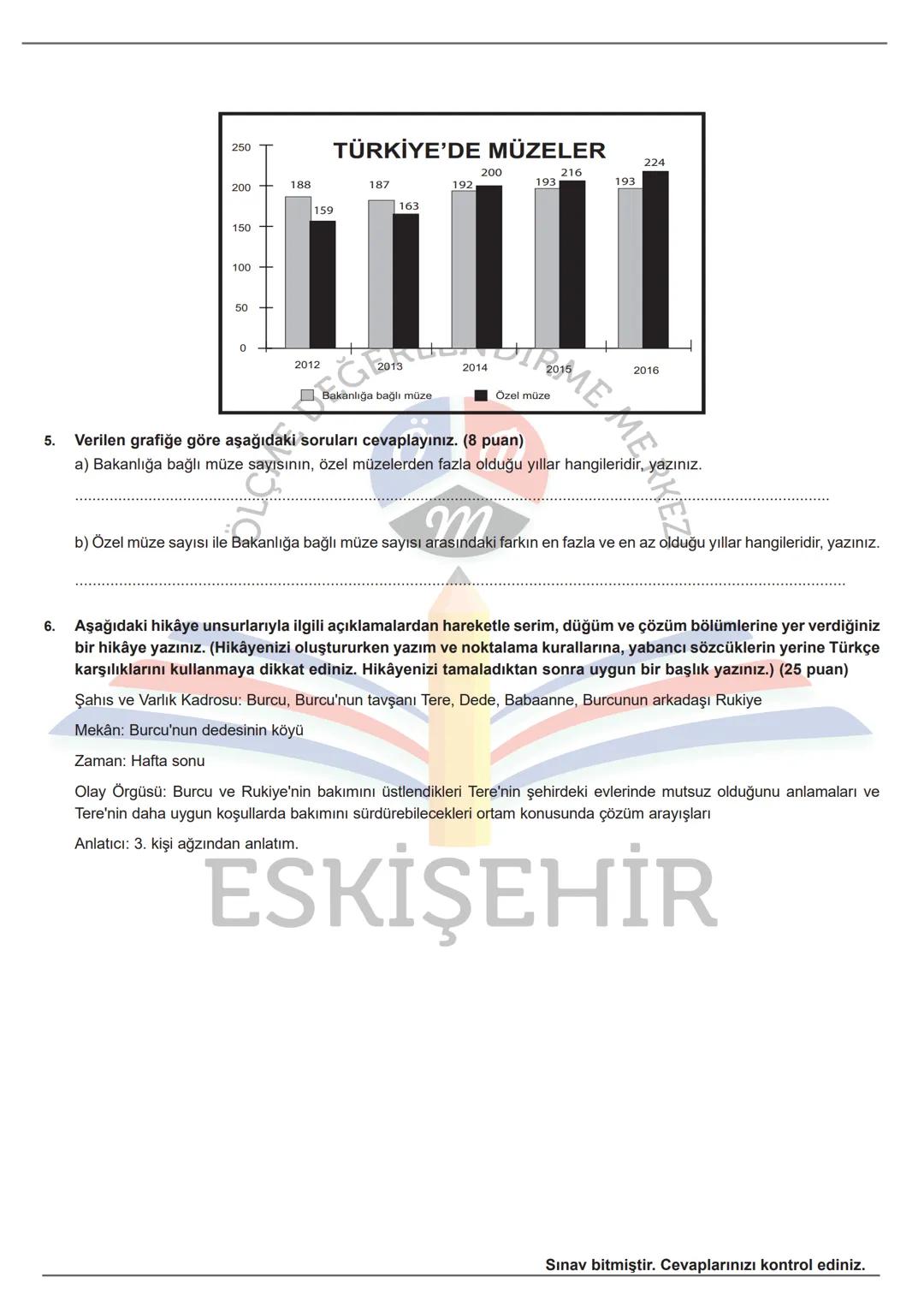 # ÖĞRENCİ
ADI:
SOYADI:
SINIFI:
NO:
ESKİŞEHİR İL MİLLÎ EĞİTİM MÜDÜRLÜĞÜ
ÖLÇME DEĞERLENDİRME MERKEZİ
2024-2025 EĞİTİM-ÖĞRETİM YILI
TÜRKÇE