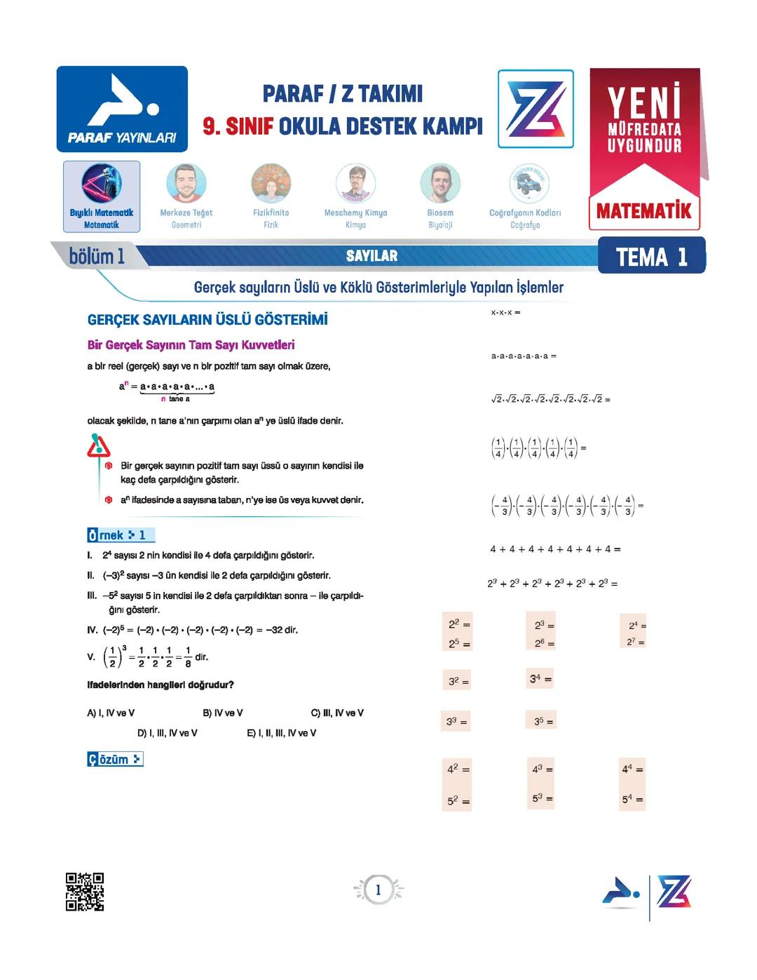 Gerçek Sayıların Üslü ve Köklü Gösterimleri ile Yapılan İşlemler