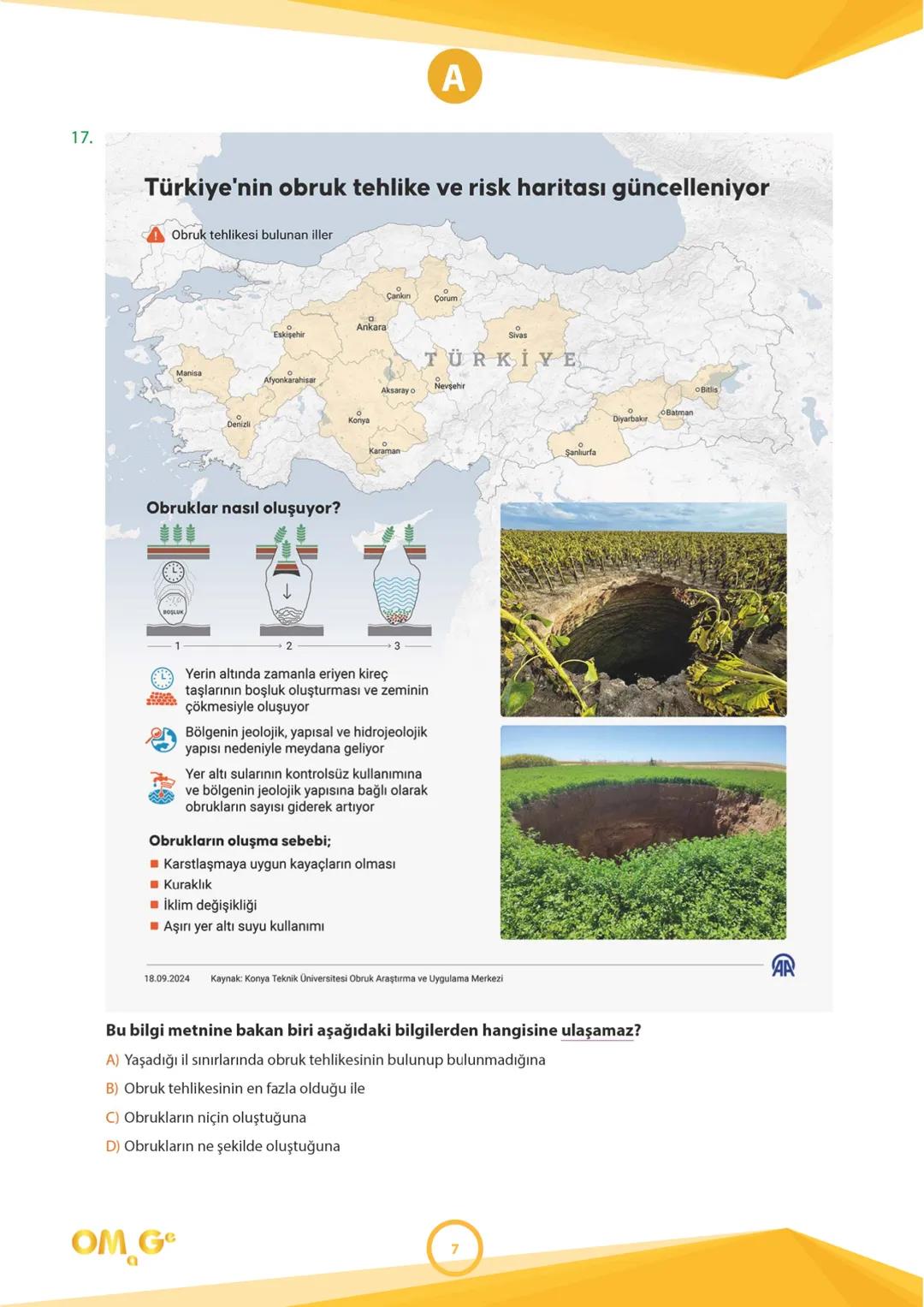 241005
7.
SINIF
SÜREÇ DEĞERLENDİRME
UYGULAMASI
A
KİTAPÇIĞI
Adı Soyadı: .................................................................