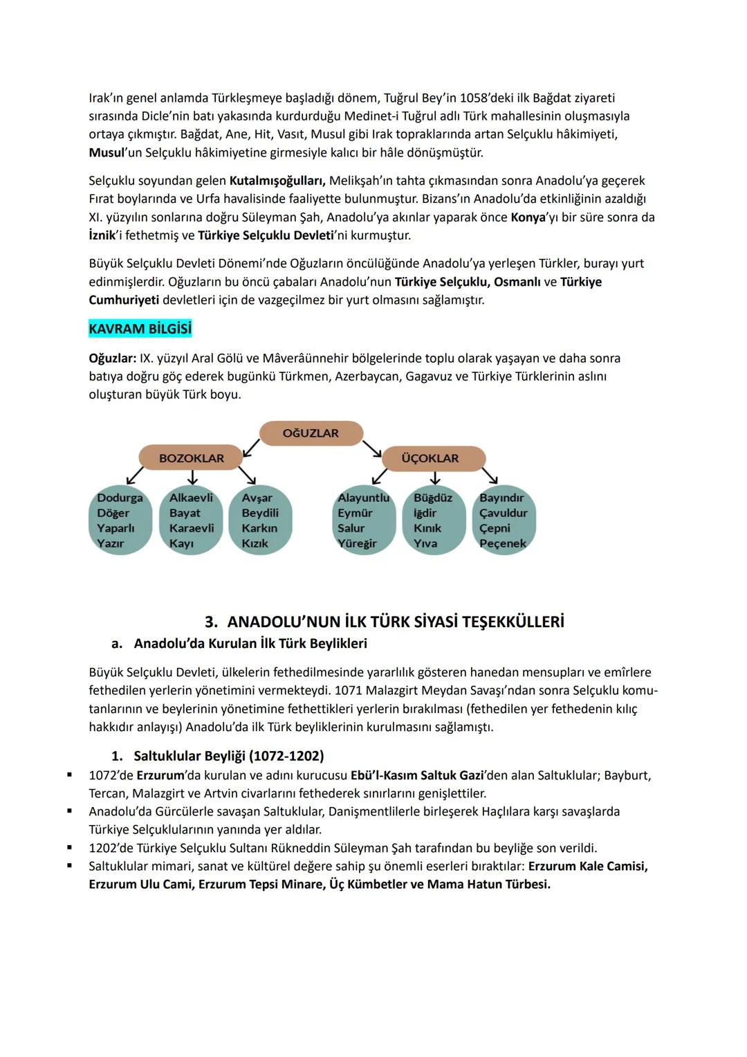 1. ANADOLU'YA TÜRK GÖÇLERİ VE BU GÖÇLERİN SOSYOKÜLTÜREL
ETKİLERİ
Türkiye Tarihi (XI-XII. Yüzyıllar Arası Dönem)
Saltuklular (1072-1202)
Meng