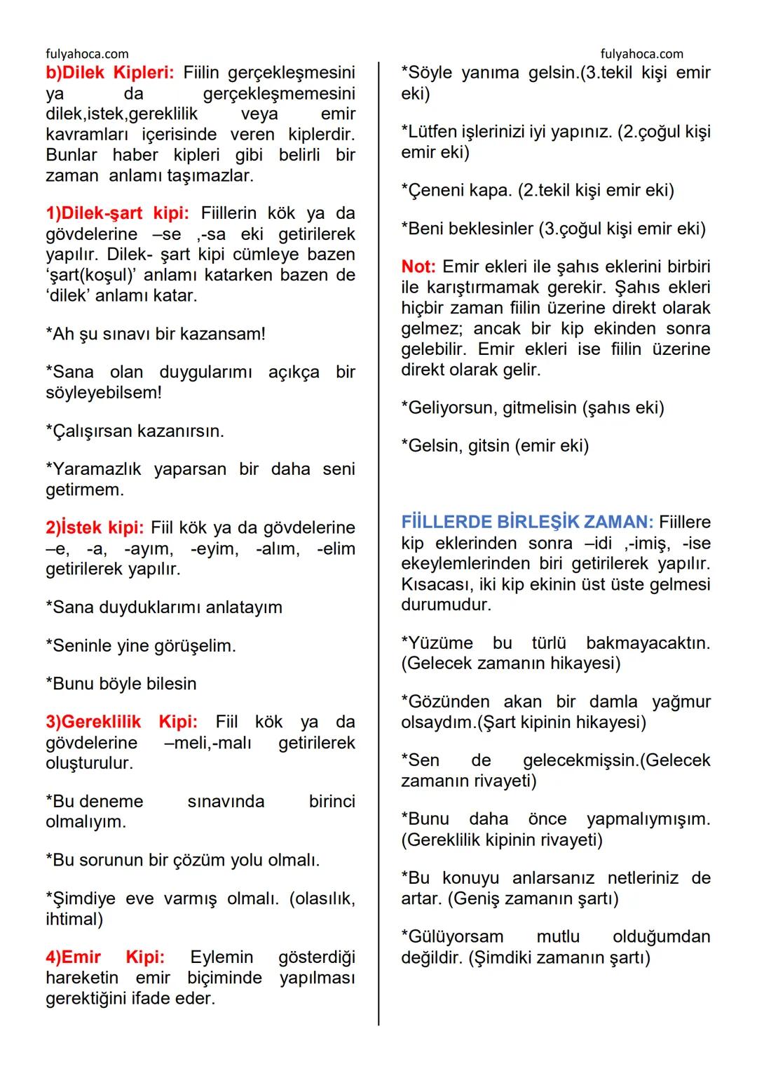 fulyahoca.com
# FİİLLER (EYLEMLER)
Bir oluşu, bir durumu veya bir kılışı kip
ve kişiye bağlayarak anlatan
sözcüklere denir.
İsmi fiilden ay