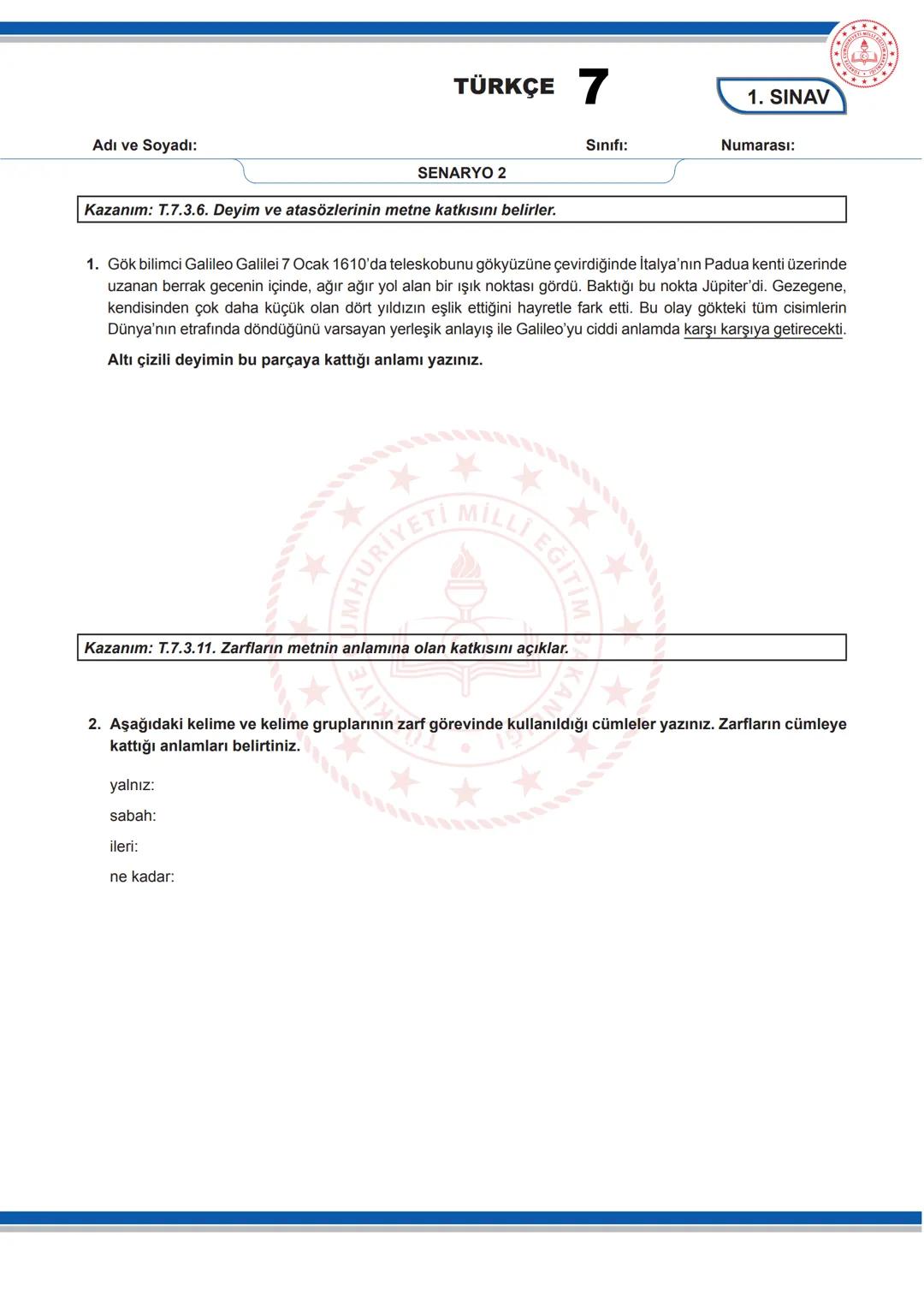 TÜRKÇE
7
KONU SORU DAĞILIM TABLOLARI
Konu soru dağılım tablosu, öğretim programında yer alan konu ve kazanımlarla ortak sınavlardaki soru
da