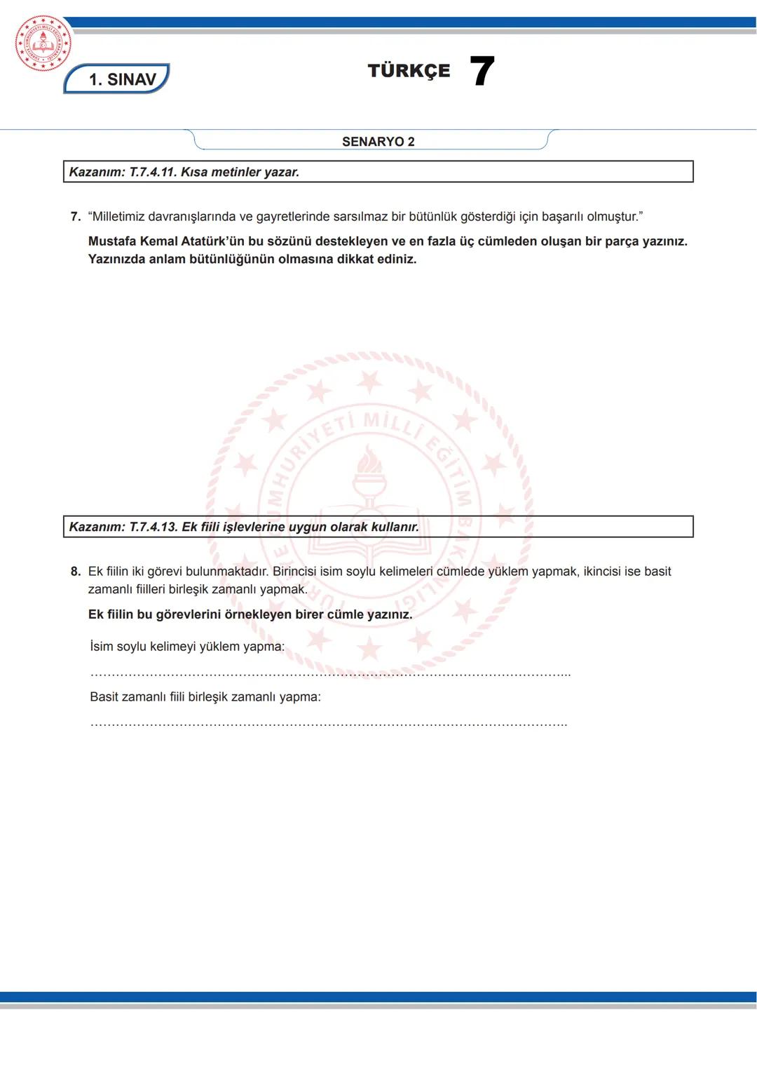 TÜRKÇE
7
KONU SORU DAĞILIM TABLOLARI
Konu soru dağılım tablosu, öğretim programında yer alan konu ve kazanımlarla ortak sınavlardaki soru
da