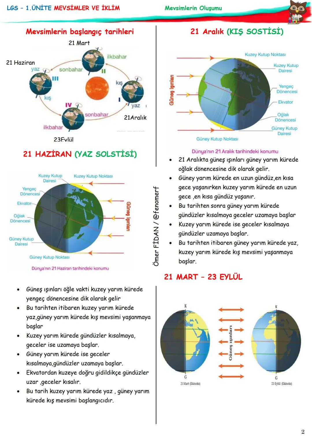 LGS 1.ÜNİTE MEVSİMLER VE İKLİM
8.SINIF 1. ÜNİTE MEVSİMLER VE İKLİM
MEVSİMLERİN OLUŞUMU
Konu / Kavramlar: Dünya'nın dönme ekseni,
dolanma düz