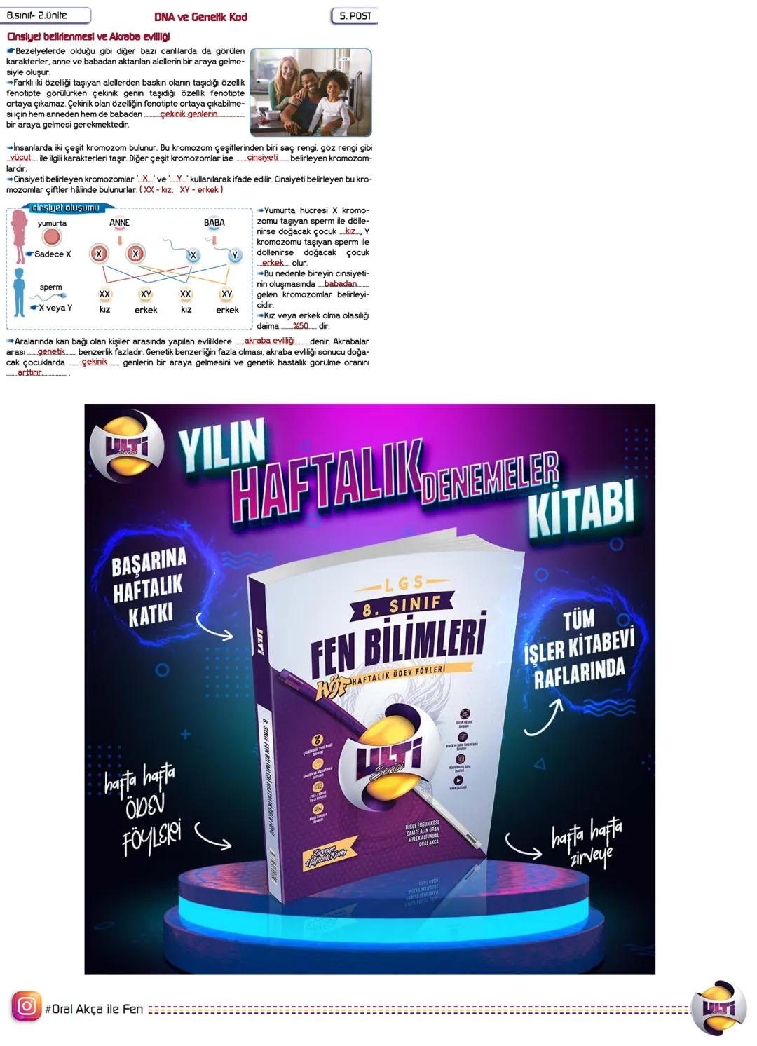 8.sınıf-2.Ünite
DNA ve Genelik Kod
I. POST
molekülüdür.
DNA (Deoksiribo Nükleik Asit) hücrenin.
Beslenme, solunum, sindirim ve üreme gibi ca