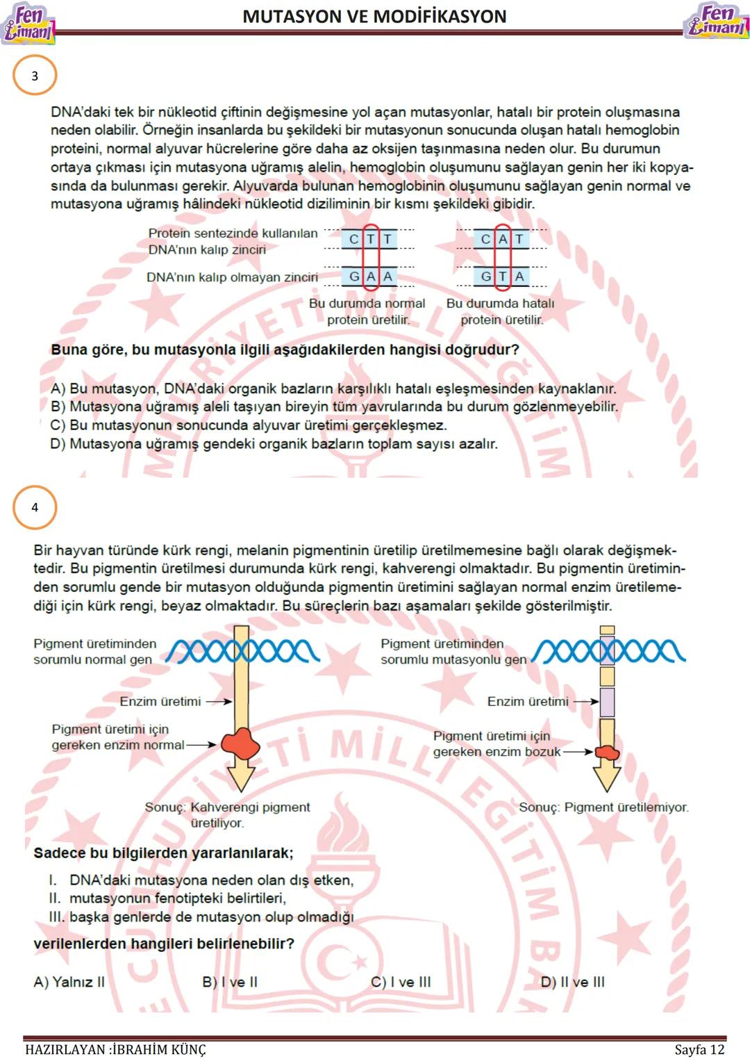 Fen
Liman
# MUTASYON VE MODİFİKASYON
# MUTASYON
## VE
# MODİFİKASYON
Konu / Kavramlar: Mutasyon, modifikasyon
F.8.2.3.1. Örneklerden yo