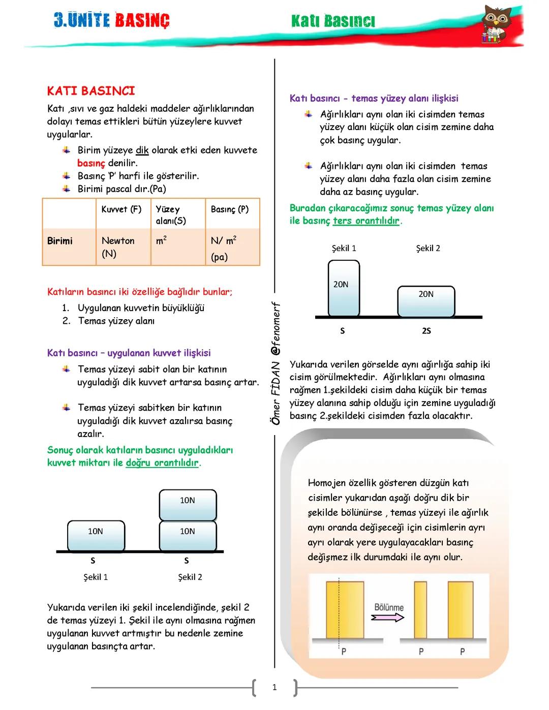 8. Sınıf Fen Basınç