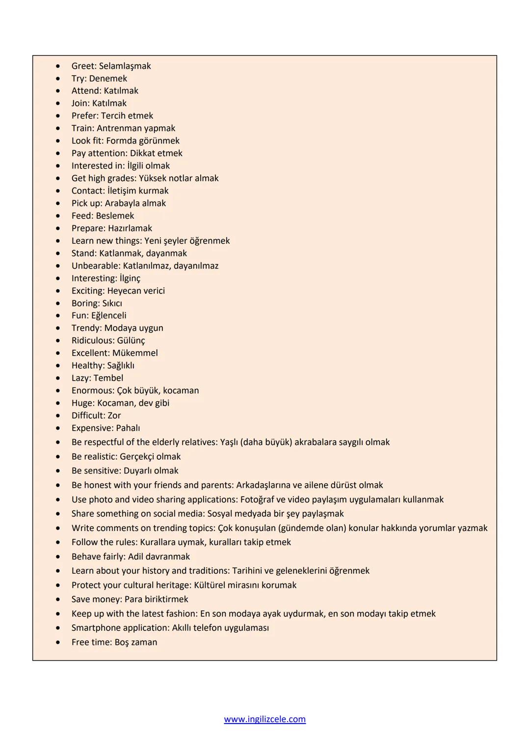 Unit 2-TEEN LIFE
VOCABULARY
- Teen/Teenager: 13-19 yaş arası gençler
- Daily routines: Her gün yapılan günlük rutin işler
- Get up: Uyanma