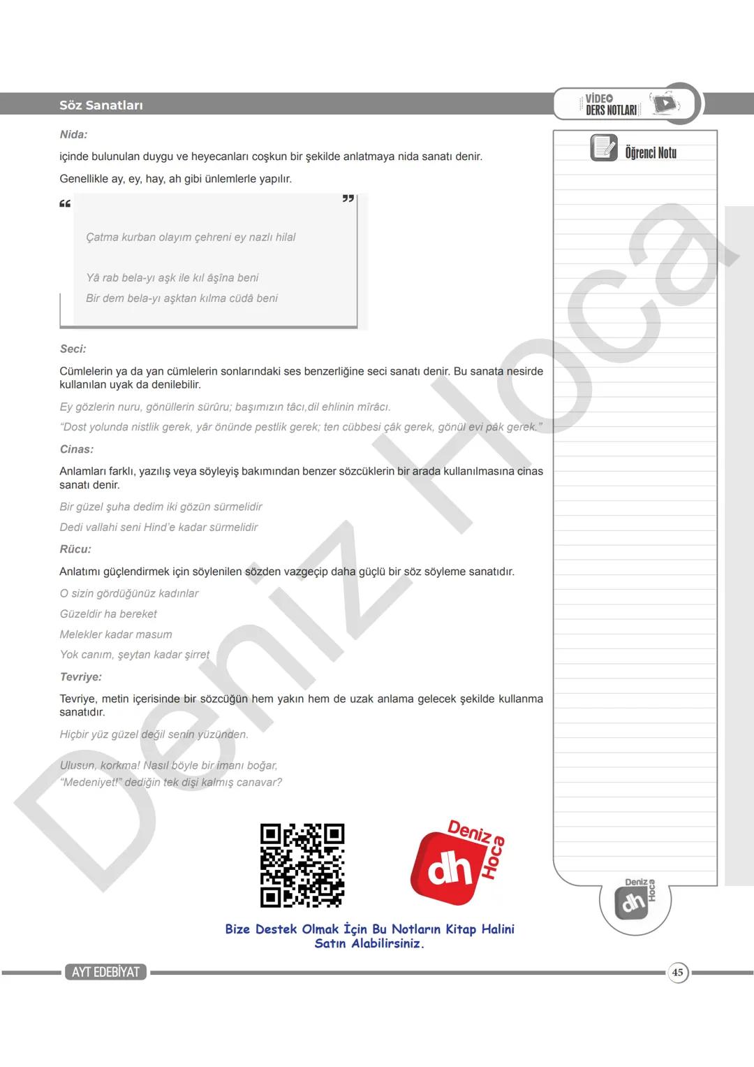 VİDEO
DERS NOTLARI
Öğretmen Notu
Söz Sanatları
SÖZ SANATLARI
ÖSYM NE SORDU
2024 Telmih Sanatı ve Kişileştirme soruldu.
2023 1) Cinaslı