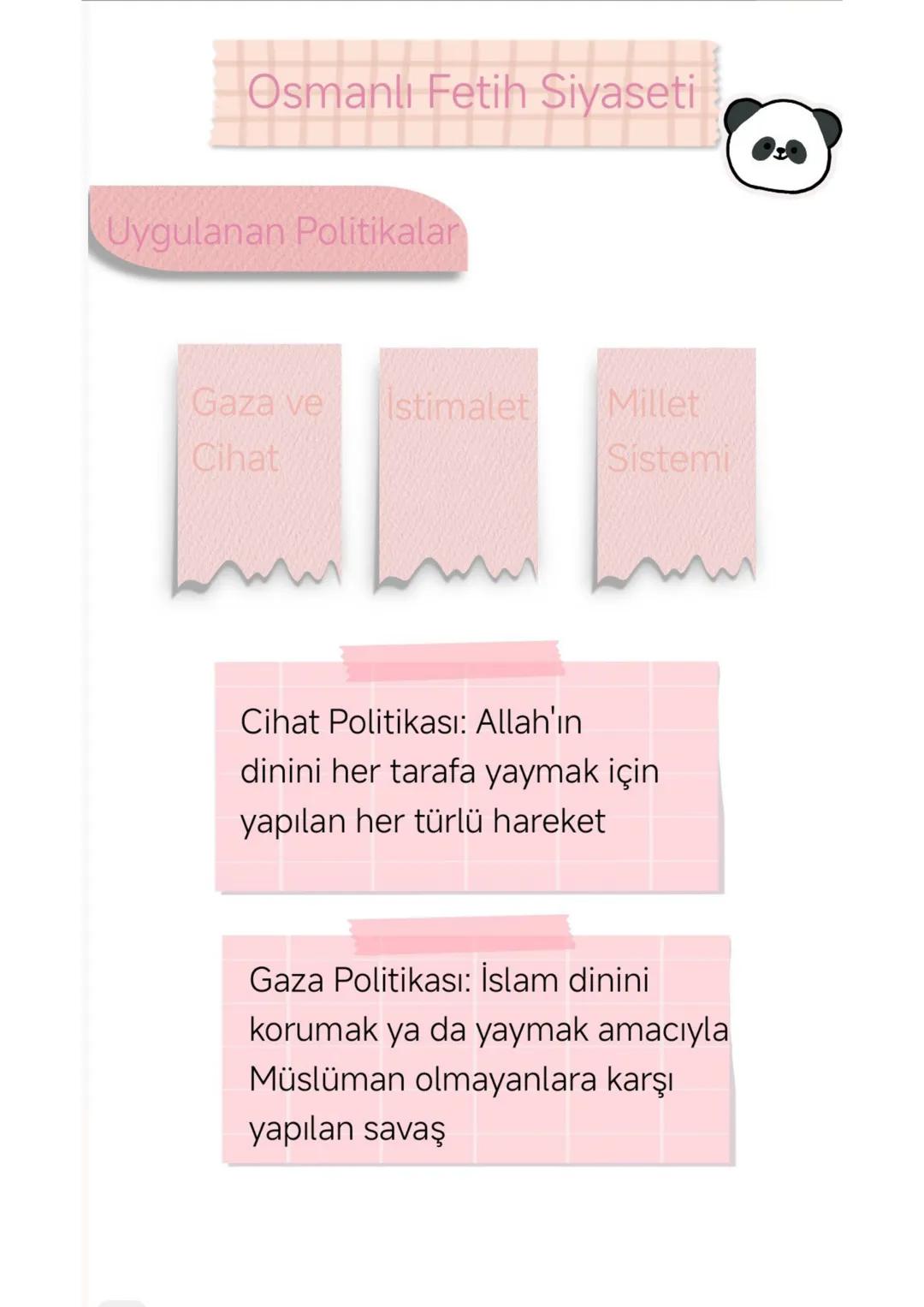 Osmanlı Fetih Siyaseti
Uygulanan Politikalar
Gaza ve İstimalet Millet
Cihat Sistemi
Cihat Politikası: Allah'ın
dinini her tarafa yaymak i