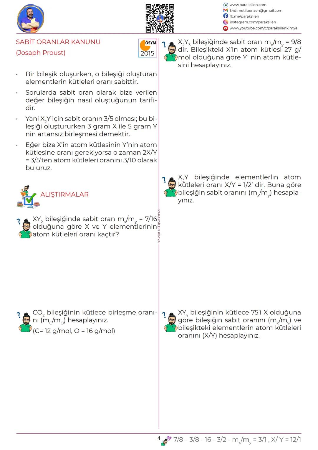 TYT
07
KİMYANIN
TEMEL
KANUNLARI
www.youtube.com/@paraksilen
www.paraksilen.com
@paraksilenkimya www.paraksilen.com
M 1.4dimetilbenzen@gmail.