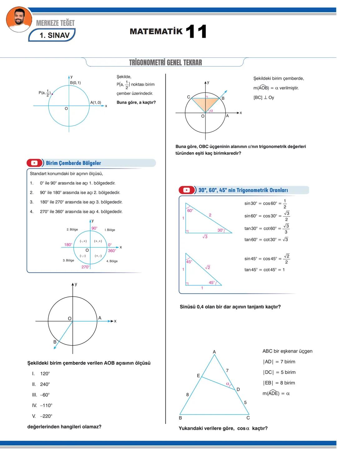 ☑ Derecenin As Katları (Dakika, Saniye)
1 derecenin altmışta birine 1 dakika (1') denir.
1 dakikanın altmışta birine 1 saniye (1") denir.