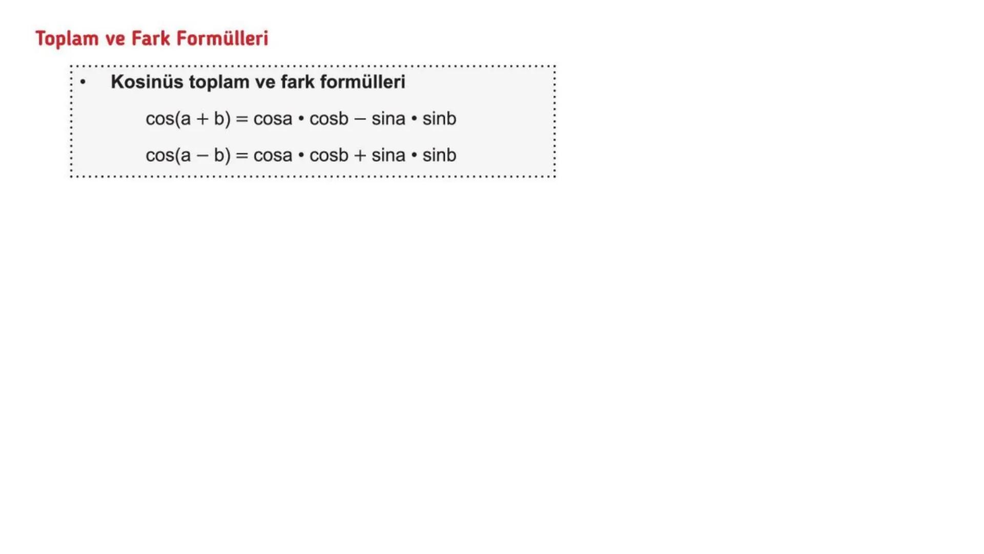 # TRİGONOMETRİ-2 DEVAMI # Üçgende Trigonometrik Teoremler
A) Kosinüs Teoremi
Bir ABC üçgeninin kenar uzunlukları a birim, b birim ve c bir