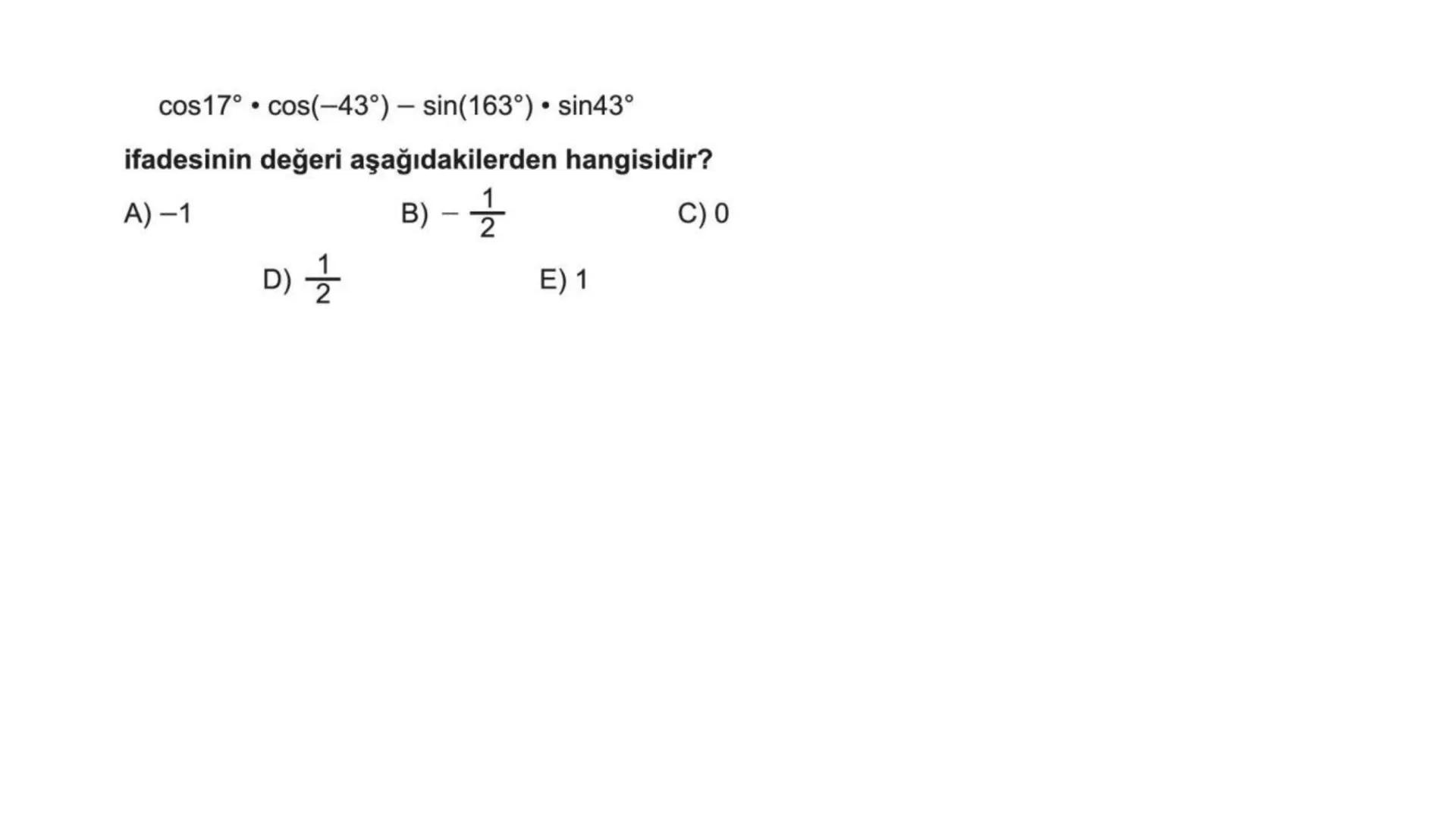 # TRİGONOMETRİ-2 DEVAMI # Üçgende Trigonometrik Teoremler
A) Kosinüs Teoremi
Bir ABC üçgeninin kenar uzunlukları a birim, b birim ve c bir