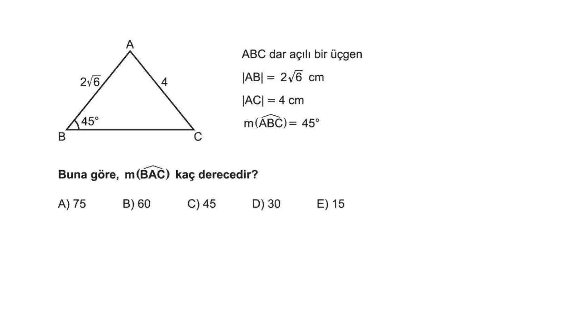 # TRİGONOMETRİ-2 DEVAMI # Üçgende Trigonometrik Teoremler
A) Kosinüs Teoremi
Bir ABC üçgeninin kenar uzunlukları a birim, b birim ve c bir