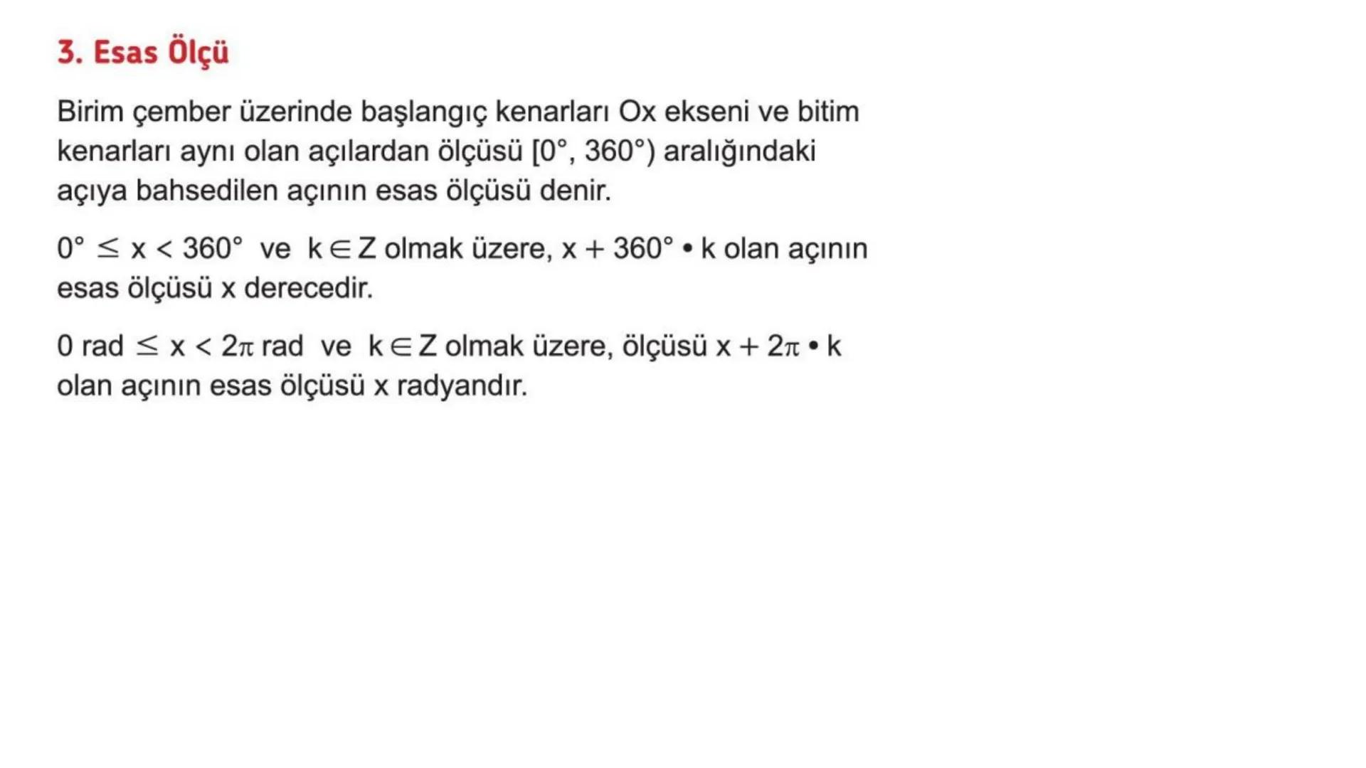 TRİGONOMETRİ # 1. Yönlü Açılar
Bir açının kenarlarından birini başlangıç kenarı, diğerini
bitim kenarı alarak elde edilen açıya yönlü açı d