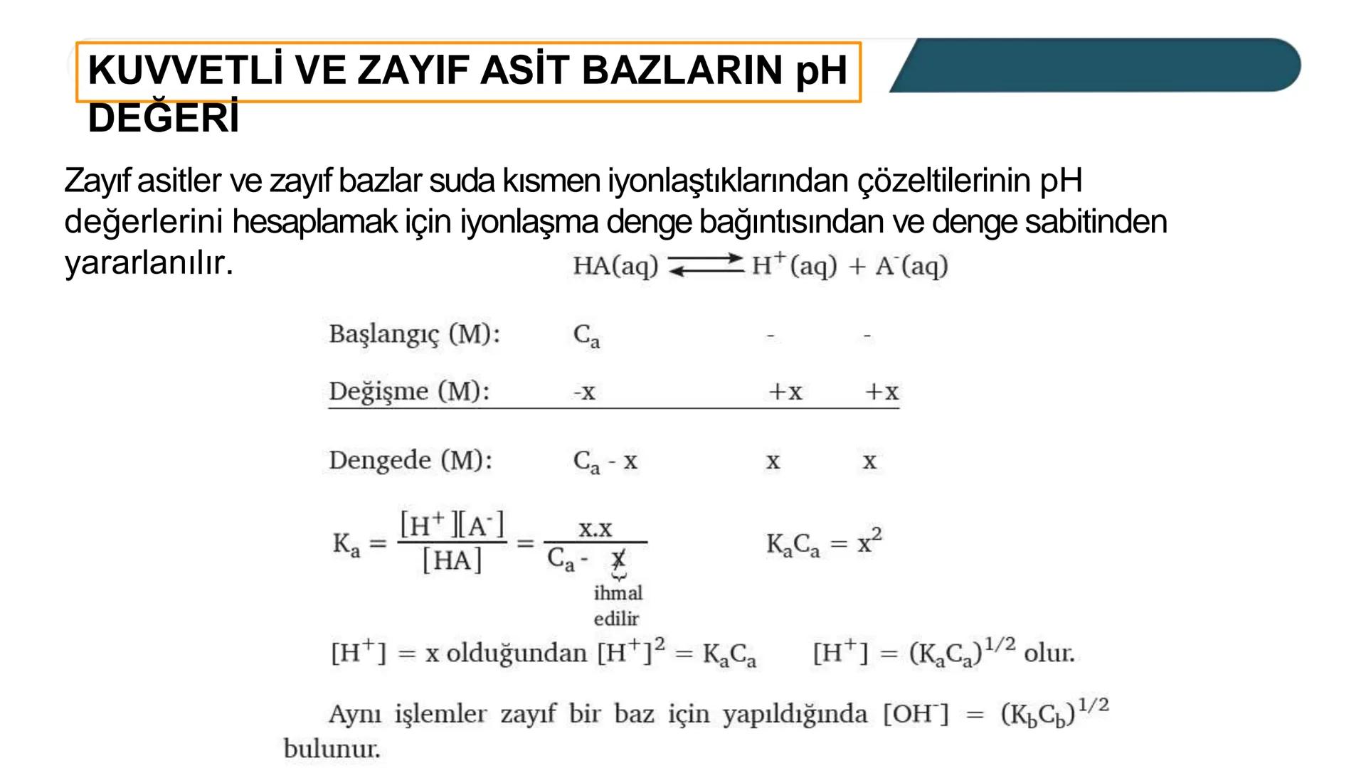 ASİT VE BAZLARIN
KUVVETİ
Asit ve bazların kuvveti suda iyonlaşma derecesine bağlıdır. Suda çözündüğünde
%100 iyonlaştığı varsayılan asit-baz