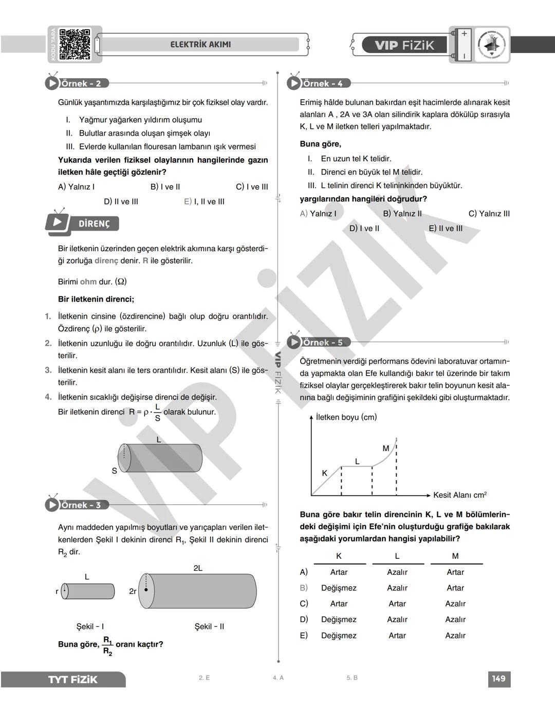 # VIP FİZİK
## POTANSİYEL FARKI VE AKIM
* Birim yükün devreyi dolaşabilmesi için gerekli enerjiye
potansiyel farkı denir. Potansiyel farkı
