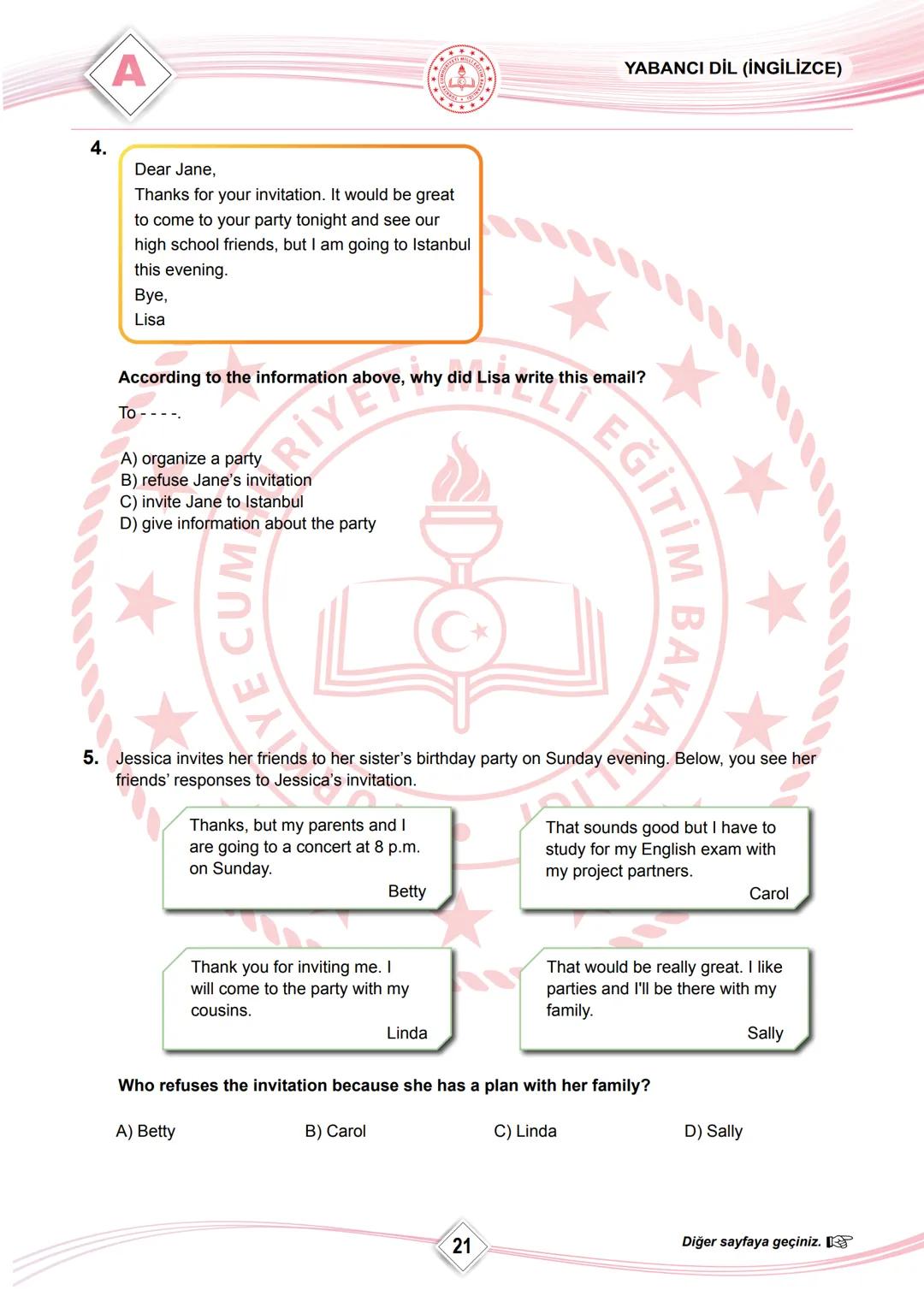 2023 SÖZEL BÖLÜM
AURIYETI
+
BAKANLIG
**
T.C.
MİLLÎ EĞİTİM BAKANLIĞI
ÖLÇME, DEĞERLENDİRME VE SINAV HİZMETLERİ GENEL MÜDÜRLÜĞÜ
SINAVLA ÖĞRENCİ