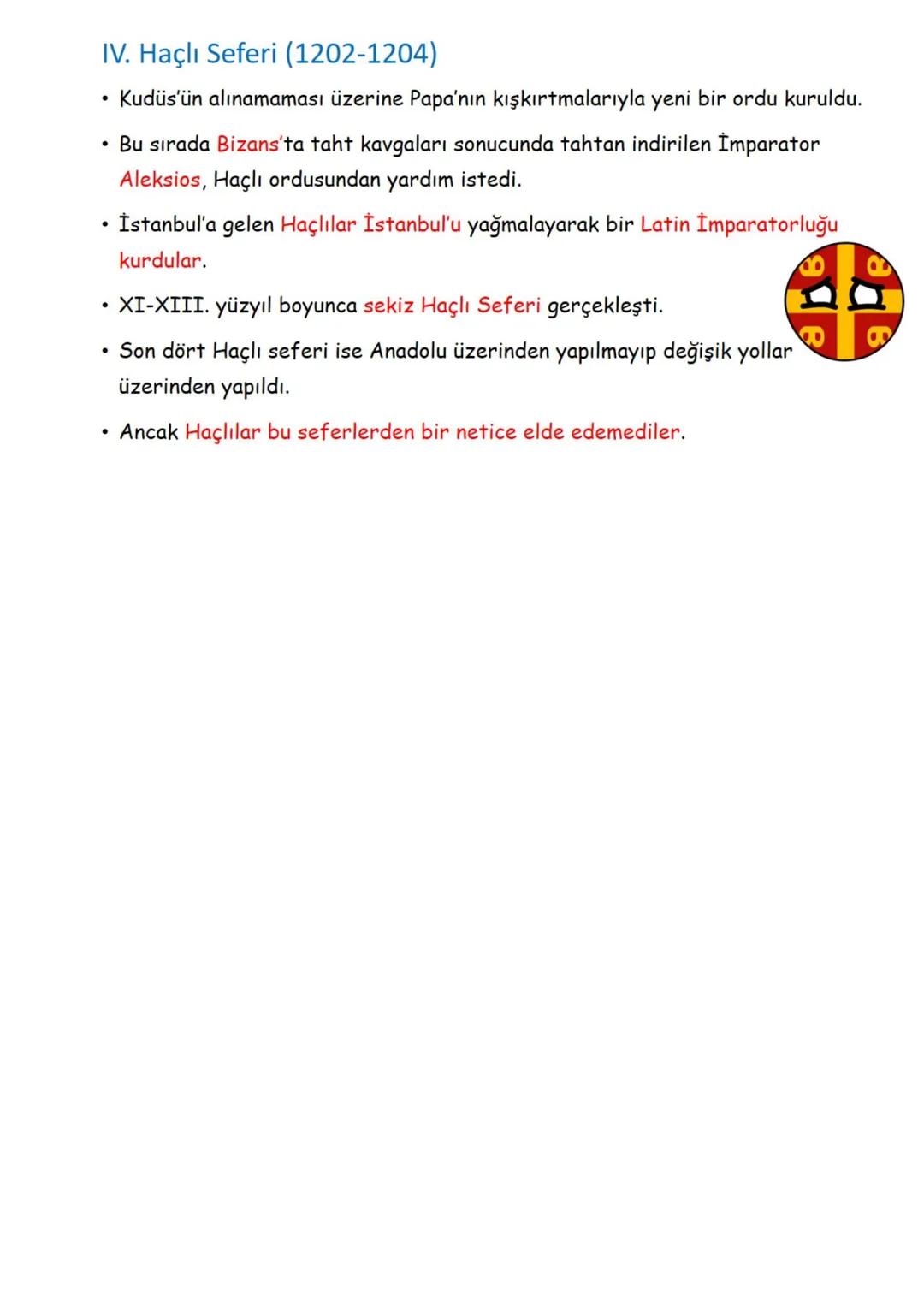 Haçlı seferleri (1096-1270)
• Hristiyan dünyasının birleşerek Orta Çağ'da Kudüs ve çevresini
alma bahanesiyle Türk İslam dünyası üzerine ya
