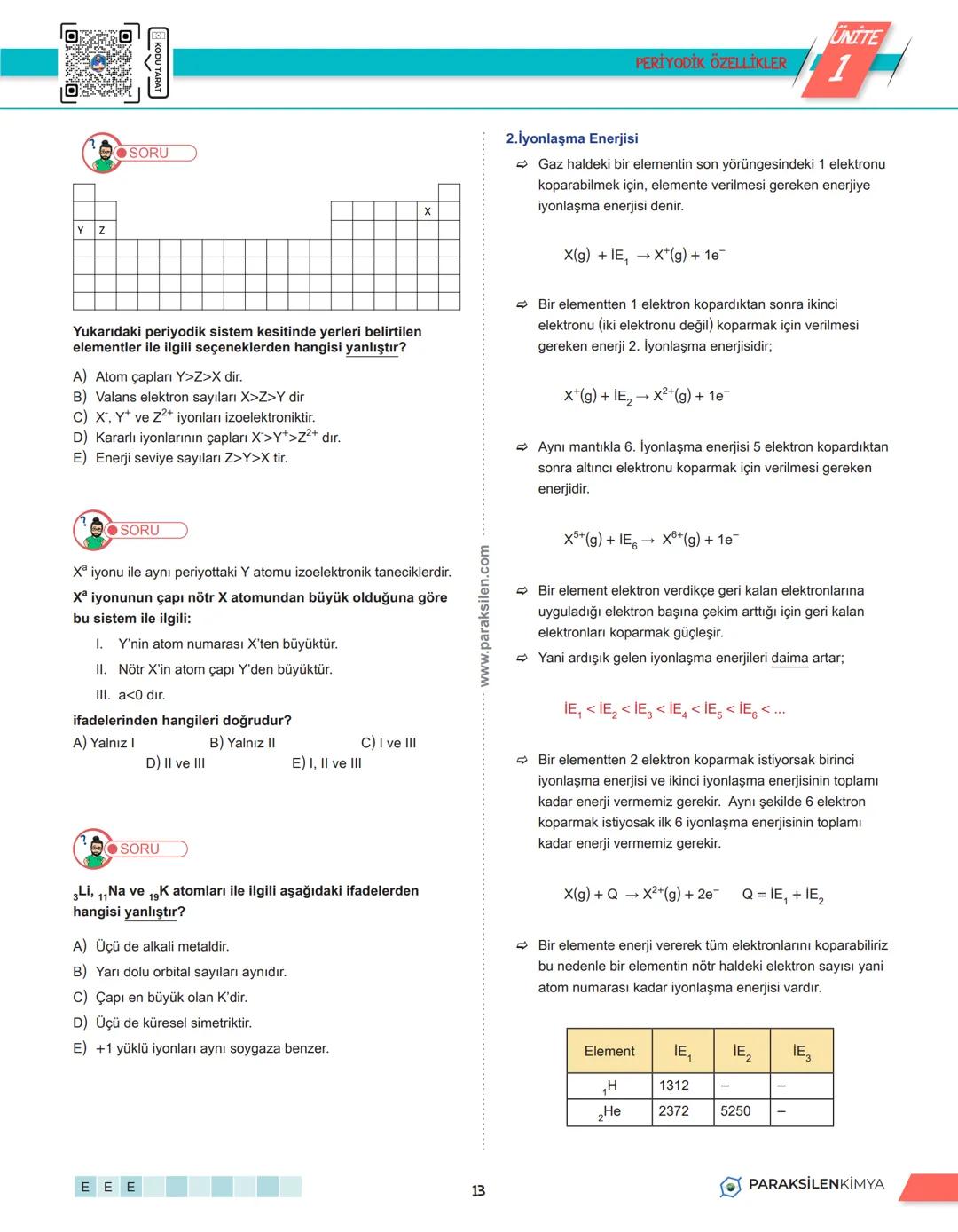 # 1. TEMA
13. PERİYODİK TABLO
PARAKSİLENKİMYA
1 # UNITE
1
PERİYODİK TABLO
PERİYODİK TABLO
➡ Sınıflandırma, bir bilim dalında incelene