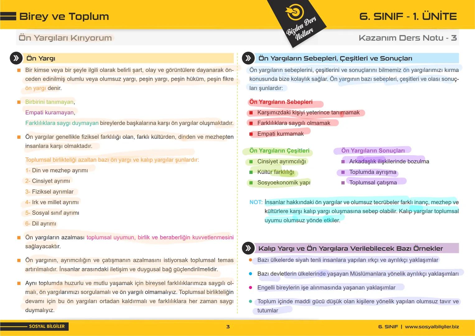 sosyalbilgiler.biz
6.SINIF
1.ÜNİTE
DERS NOTLARI
Seyhmus Yüce Birey ve Toplum
Değişen Rollerim
Bizden Ders
Notları
6. SINIF - 1. ÜNİTE
Kazanı