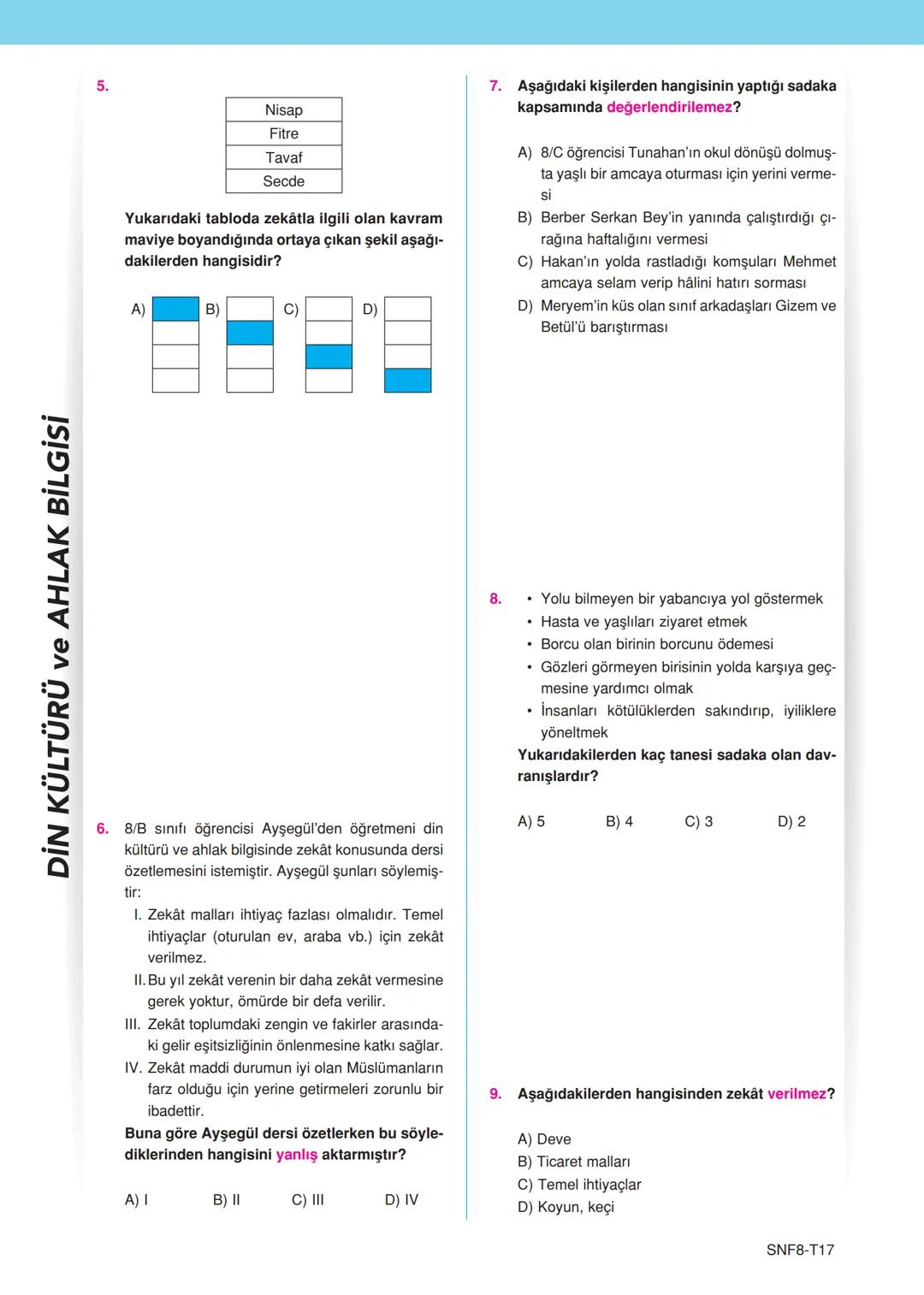 DİN KÜLTÜRÜ ve AHLAK BİLGİSİ
5.
Soru:
Kaza ne demektir?
Buna göre; öğretmenin tahtaya yazdığı soruya,
aşağıdaki hangi öğrenci doğru cevap