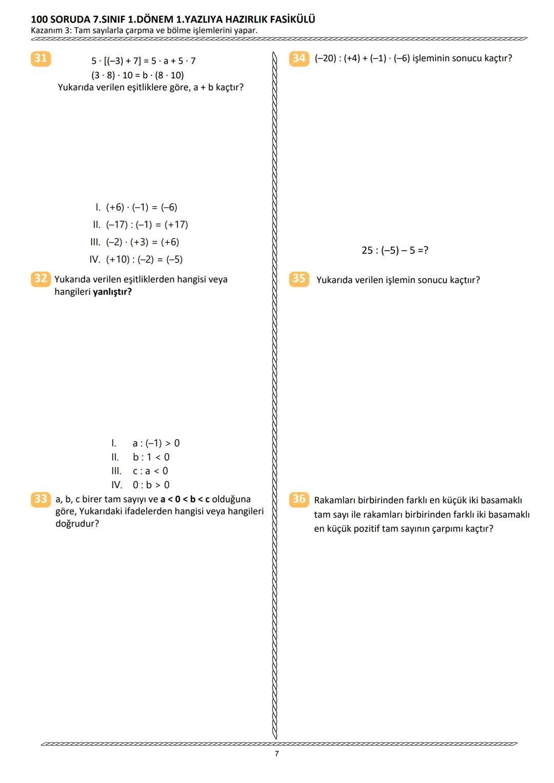 # 100 SORUDA
1.DÖNEM 1.YAZILIYA HAZIRLIK
## FASİKÜLÜ
### 2024 - 2025
#### 7. SINIF
* TAMAMI AÇIK UÇLU
* TAMAMI VİDEO ÇÖZÜMLÜ
* LG