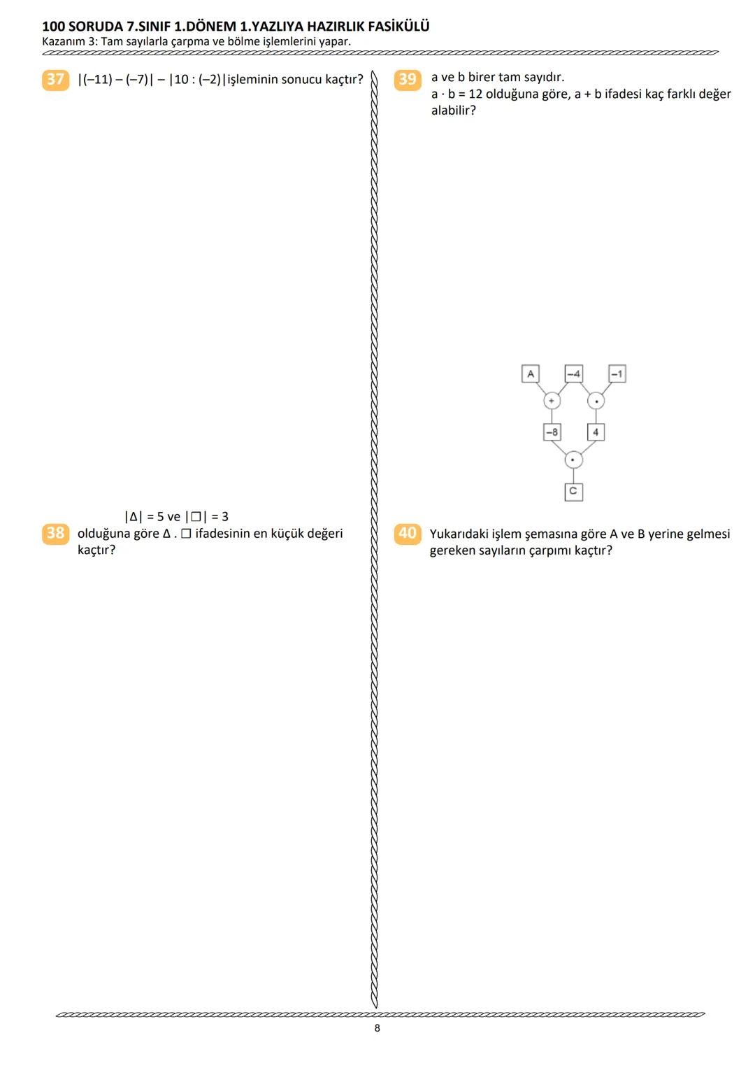 # 100 SORUDA
1.DÖNEM 1.YAZILIYA HAZIRLIK
## FASİKÜLÜ
### 2024 - 2025
#### 7. SINIF
* TAMAMI AÇIK UÇLU
* TAMAMI VİDEO ÇÖZÜMLÜ
* LG