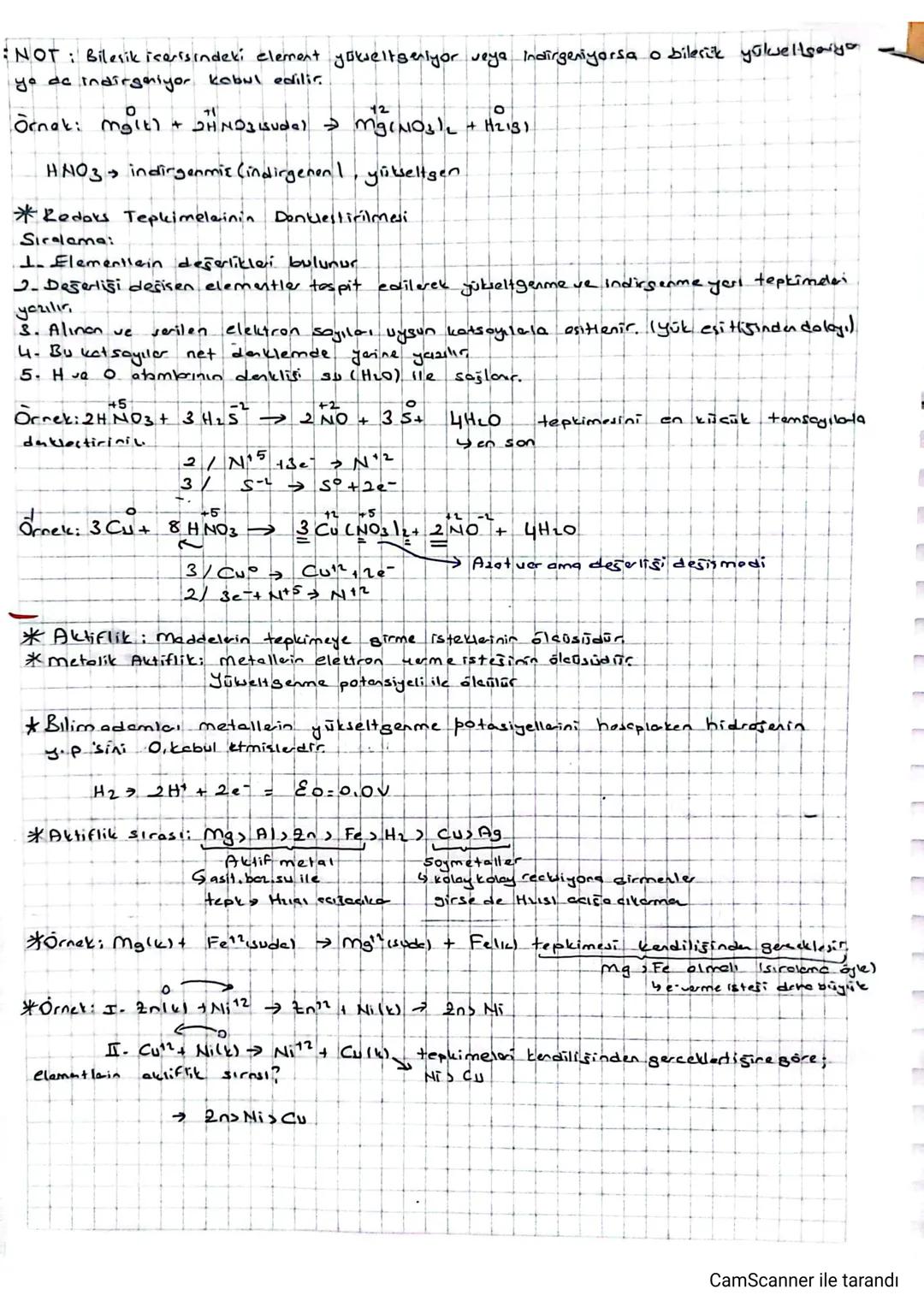 Γ
T
T
-12. SINIF AYT-
*Kimya UE ELEKTRİK
*LEDOKS TEPKİMELERÍ
->
atom
*Redüksiyon indirgenme » coli-> indirgenen Lindirgenmis) yūkweltgen
4 x