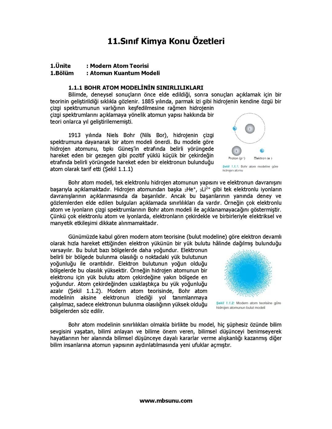 11 KİMYA full özet