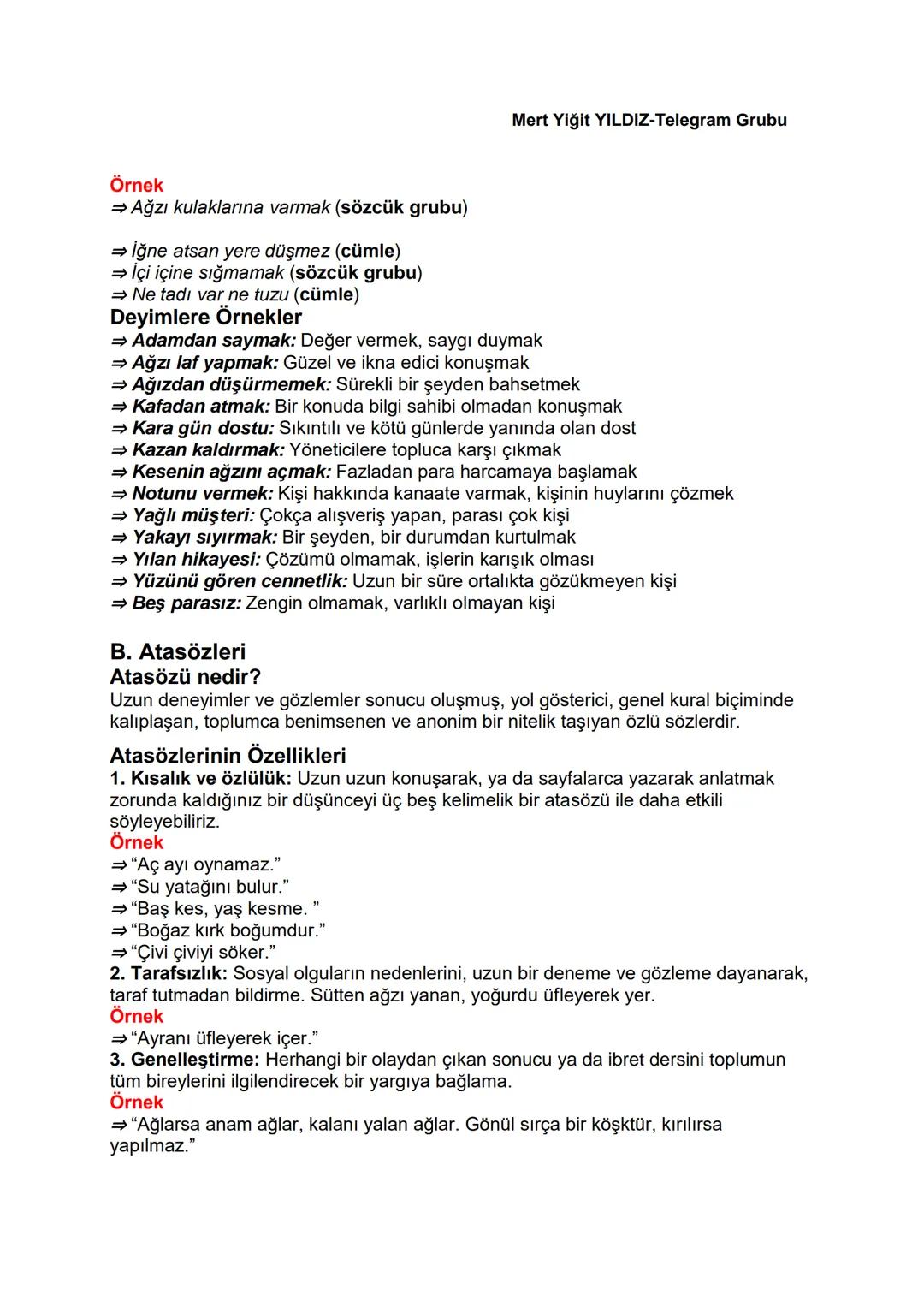 Mert Yiğit YILDIZ-Telegram Grubu
# DEYİM VE ATASÖZLERİ
## Deyim Nedir?
Belli bir durumu, belli bir kavramı göstermek için kullanılan öz a