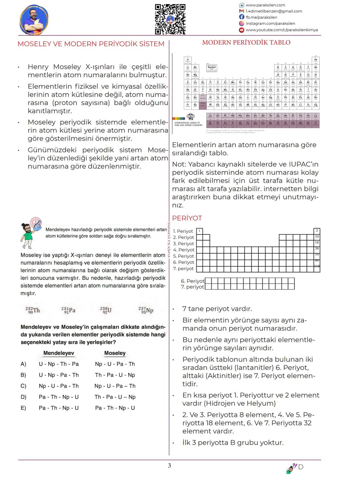 TYT
03
PERİYODİK
SİSTEM
www.youtube.com/@paraksilen
www.paraksilen.com
@paraksilenkimya SON 5 YILIN ANALİZİ
2019
2020
KAZANIMLAR
ELEMENTLERİ