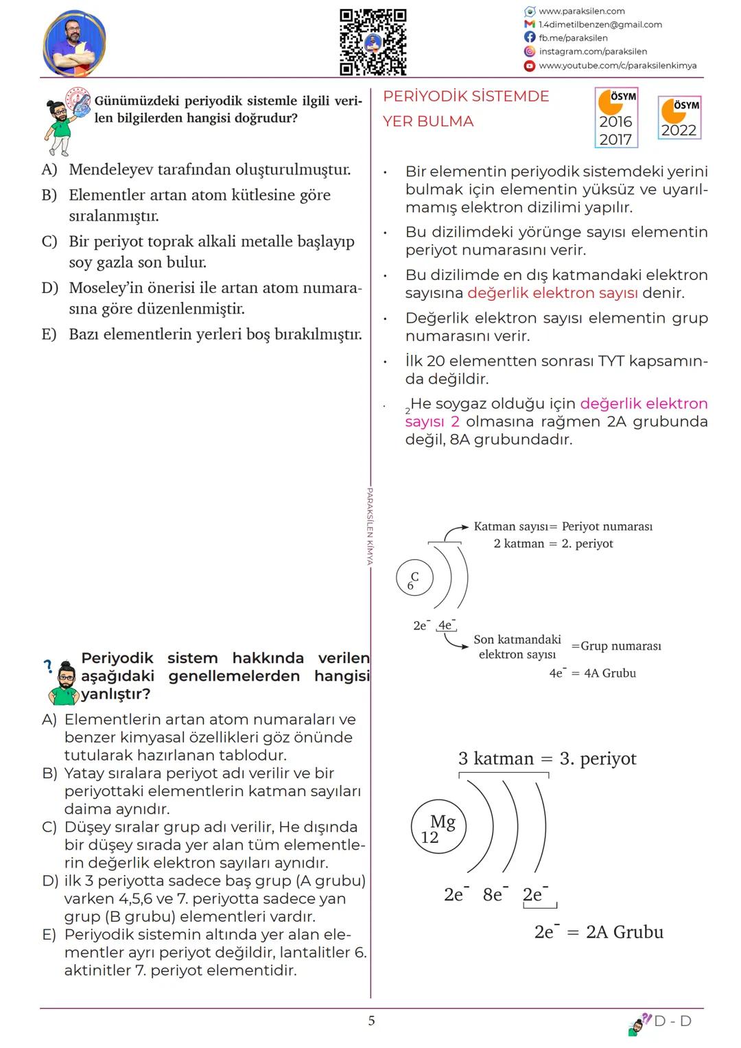 TYT
03
PERİYODİK
SİSTEM
www.youtube.com/@paraksilen
www.paraksilen.com
@paraksilenkimya SON 5 YILIN ANALİZİ
2019
2020
KAZANIMLAR
ELEMENTLERİ