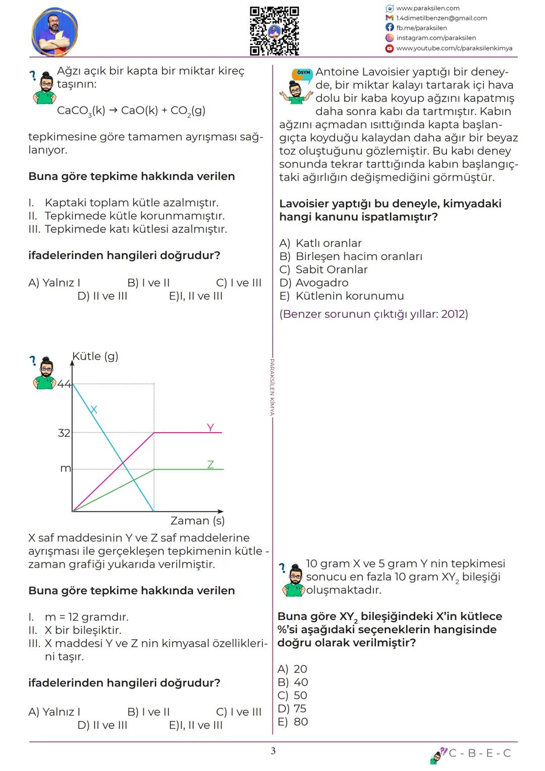 # TYT
## 07
# KİMYANIN
# TEMEL
# KANUNLARI
www.youtube.com/@paraksilen
www.paraksilen.com
@paraksilenkimya ?
Ağzı açık bir kapta bir mikta