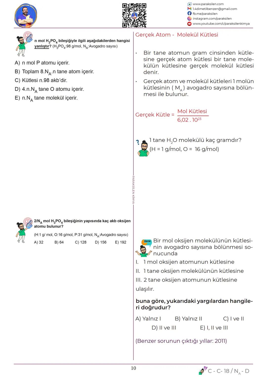 # TYT
## 08
# MOL
# KAVRAMI
www.youtube.com/@paraksilen
www.paraksilen.com
@paraksilenkimya # SON 5 YILIN ANALİZİ
KİMYANIN TEMEL KANUNLAR