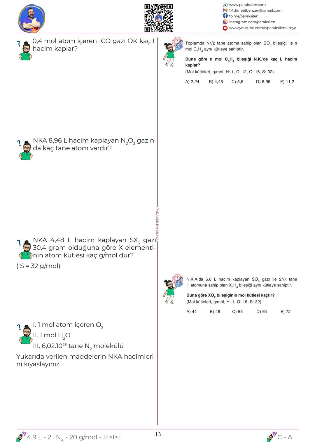 # TYT
## 08
# MOL
# KAVRAMI
www.youtube.com/@paraksilen
www.paraksilen.com
@paraksilenkimya # SON 5 YILIN ANALİZİ
KİMYANIN TEMEL KANUNLAR