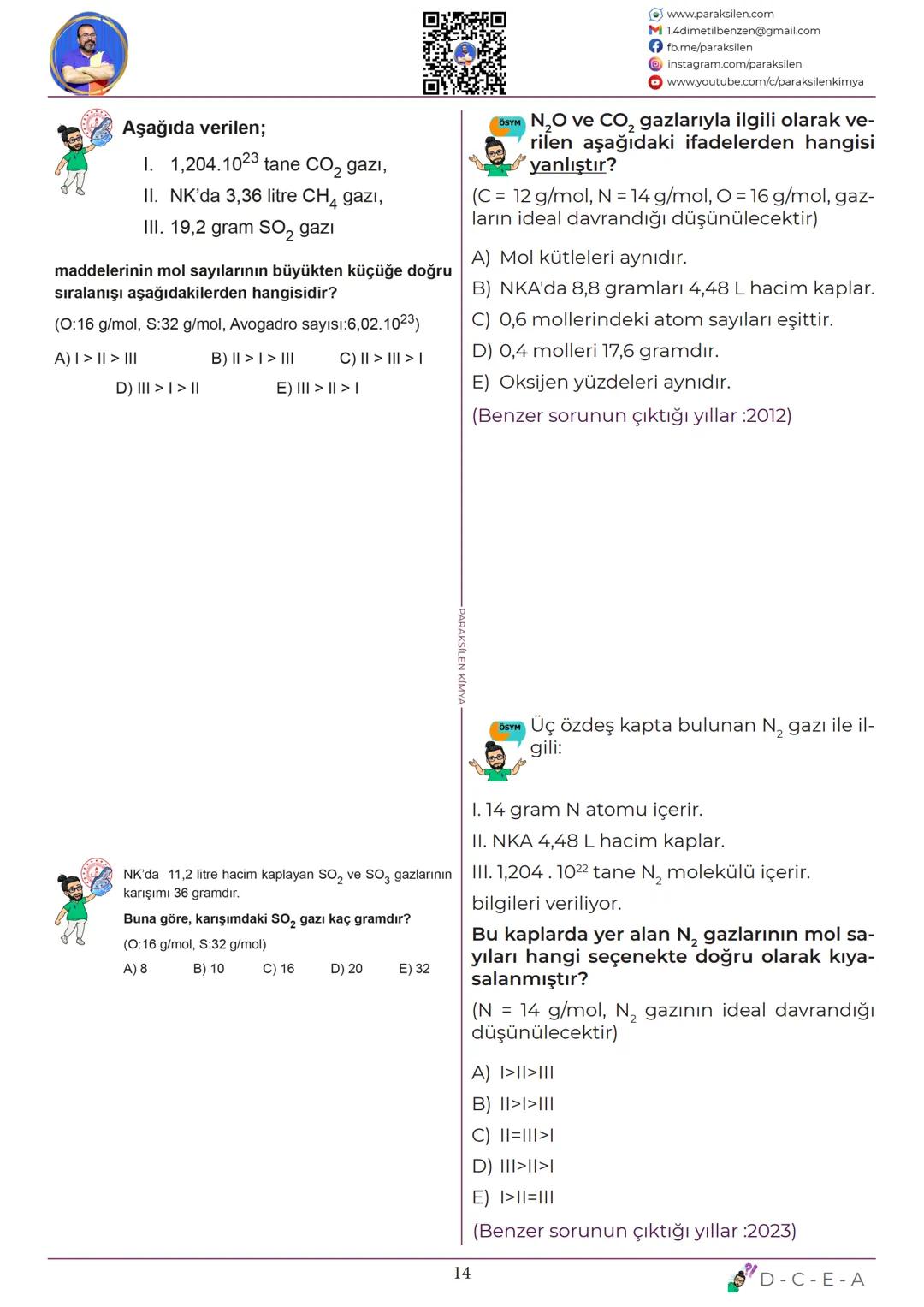 # TYT
## 08
# MOL
# KAVRAMI
www.youtube.com/@paraksilen
www.paraksilen.com
@paraksilenkimya # SON 5 YILIN ANALİZİ
KİMYANIN TEMEL KANUNLAR