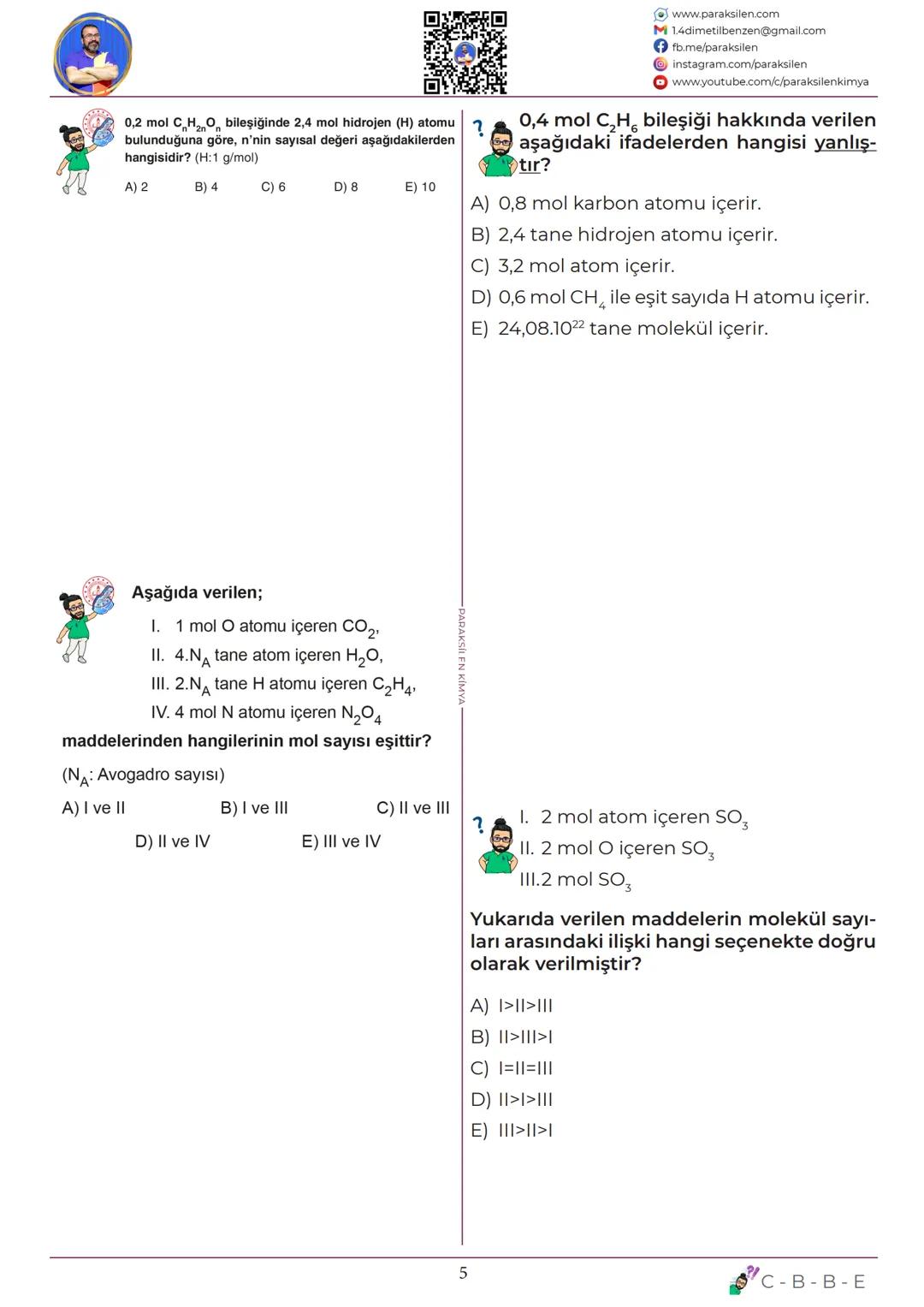 # TYT
## 08
# MOL
# KAVRAMI
www.youtube.com/@paraksilen
www.paraksilen.com
@paraksilenkimya # SON 5 YILIN ANALİZİ
KİMYANIN TEMEL KANUNLAR