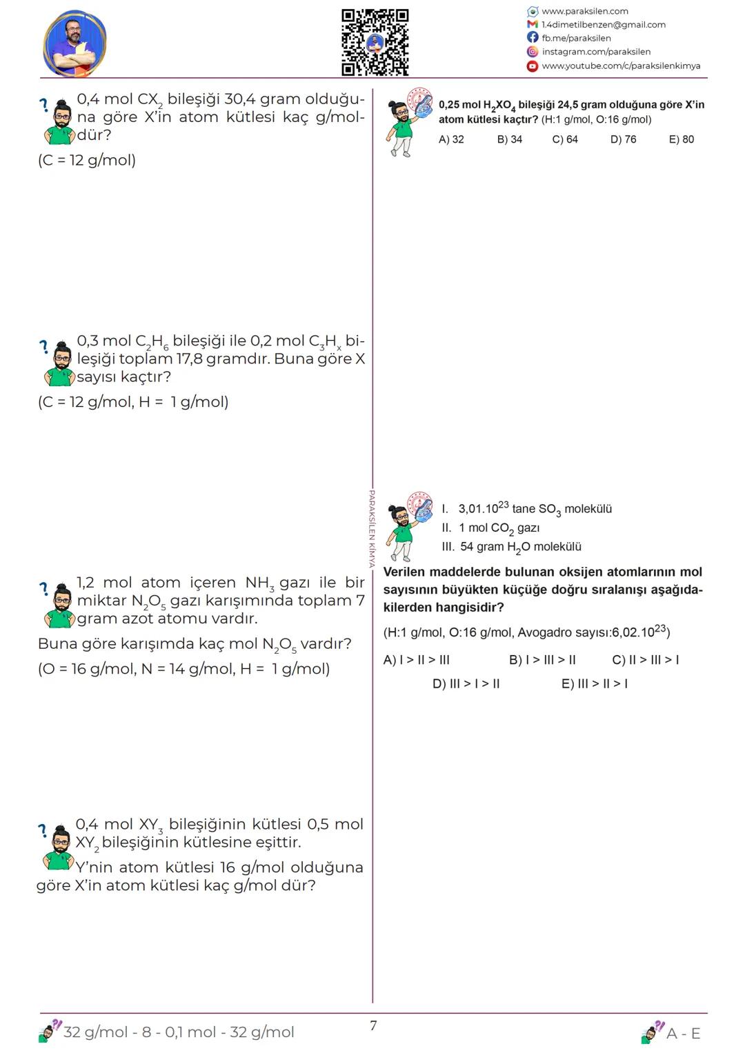 # TYT
## 08
# MOL
# KAVRAMI
www.youtube.com/@paraksilen
www.paraksilen.com
@paraksilenkimya # SON 5 YILIN ANALİZİ
KİMYANIN TEMEL KANUNLAR