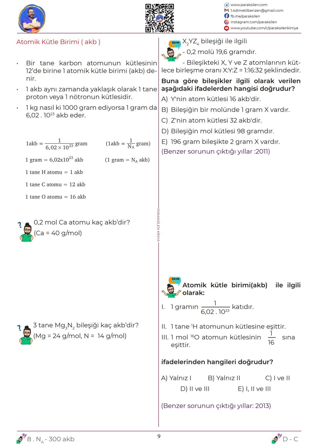 # TYT
## 08
# MOL
# KAVRAMI
www.youtube.com/@paraksilen
www.paraksilen.com
@paraksilenkimya # SON 5 YILIN ANALİZİ
KİMYANIN TEMEL KANUNLAR