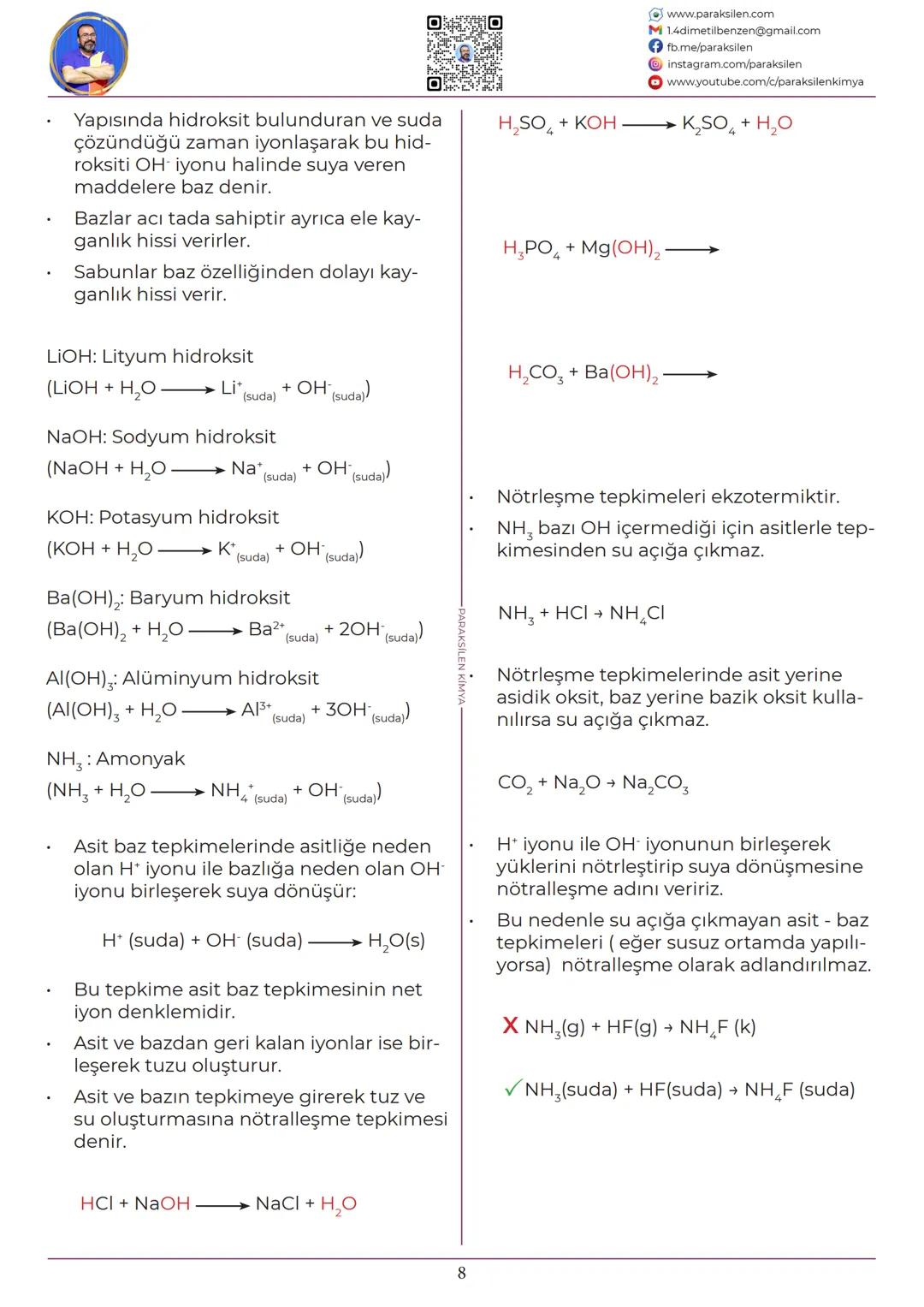 TYT
09
KİMYASAL
TEPKİME
TÜRLERİ
www.youtube.com/@paraksilen
www.paraksilen.com
@paraksilenkimya 10. SINIF 1. ÜNİTE
10.1. KİMYANIN TEMEL KANU
