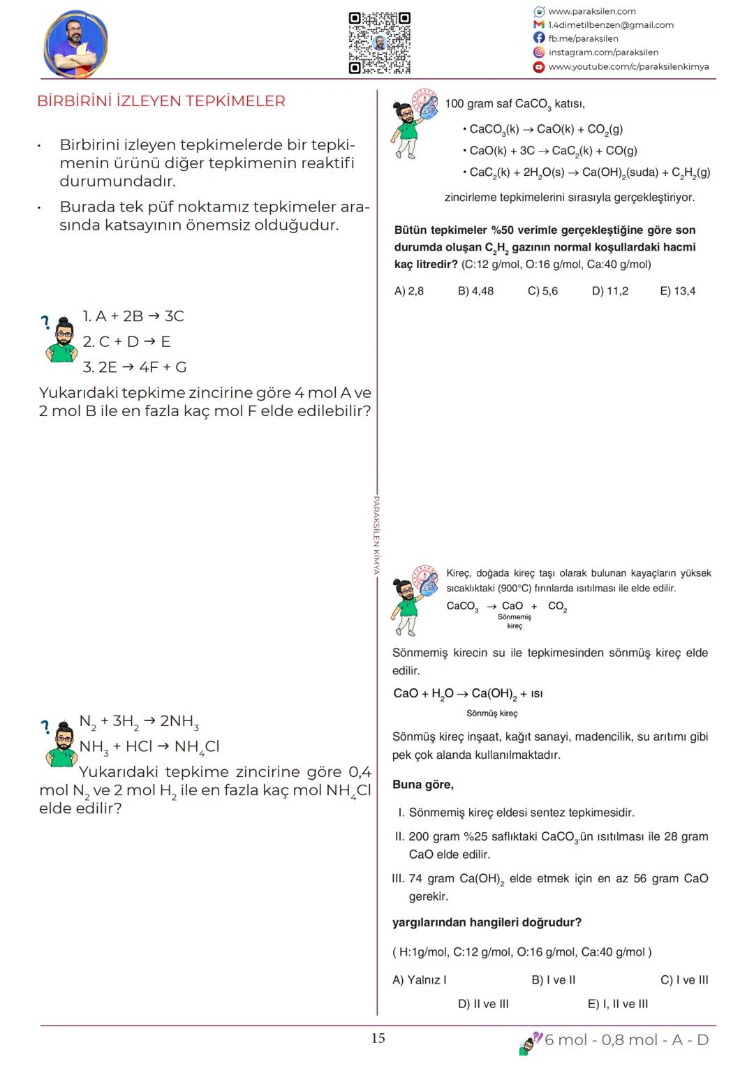 TYT
10
KİMYASAL
HESAPLAMALAR
www.youtube.com/@paraksilen
www.paraksilen.com
@paraksilenkimya 10. SINIF 1. ÜNİTE
10.1. KİMYANIN TEMEL KANUNLA